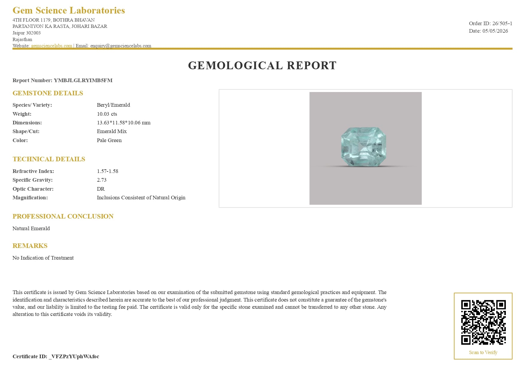 Emerald ( Panna ) - 10.03 Carat