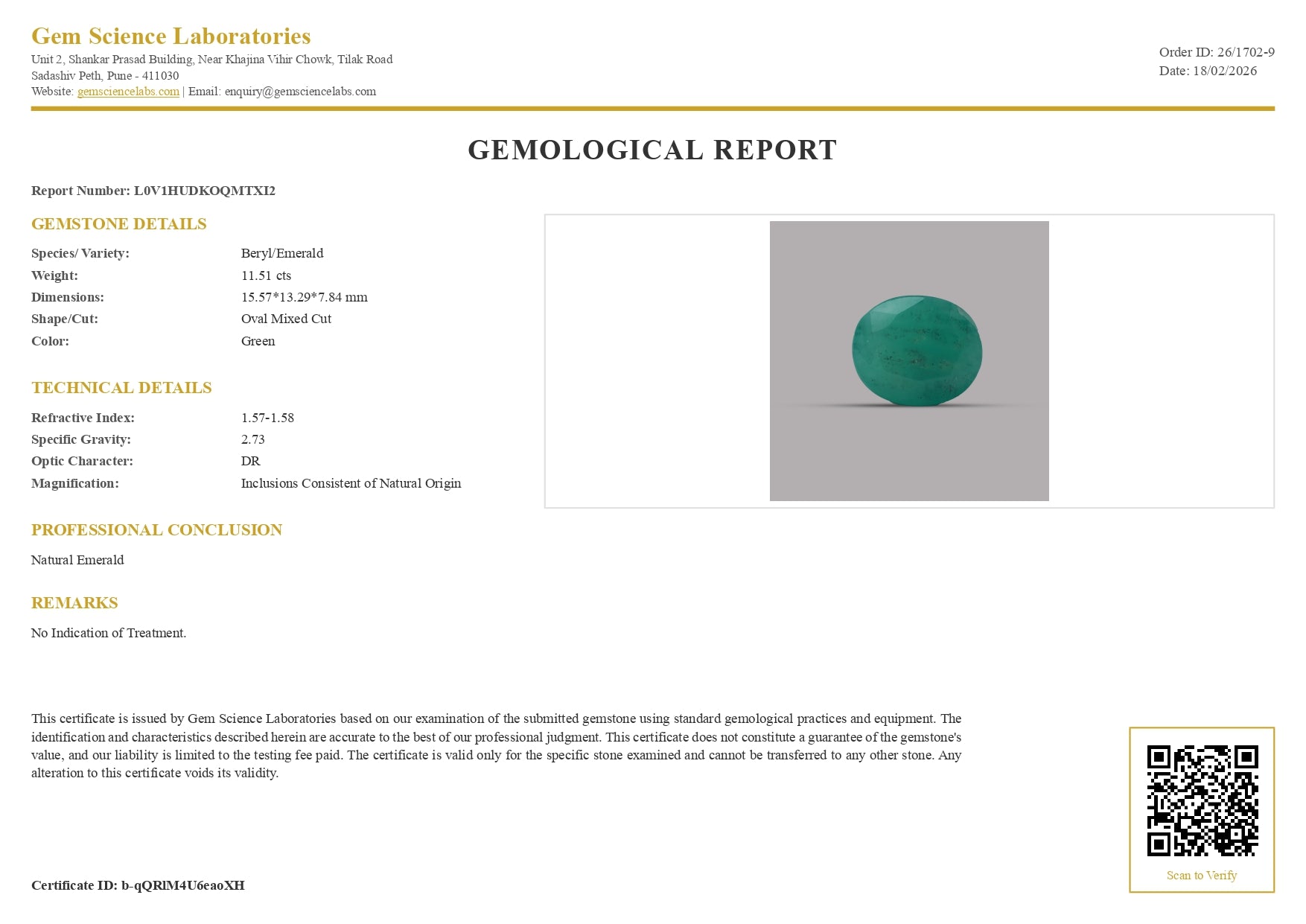 Emerald ( Panna ) - 11.51 Carat