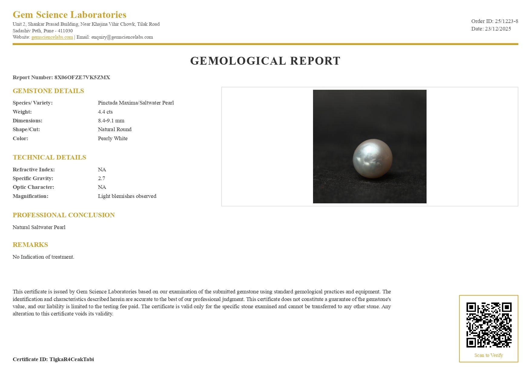 South Sea Pearl - 4.40 Carat