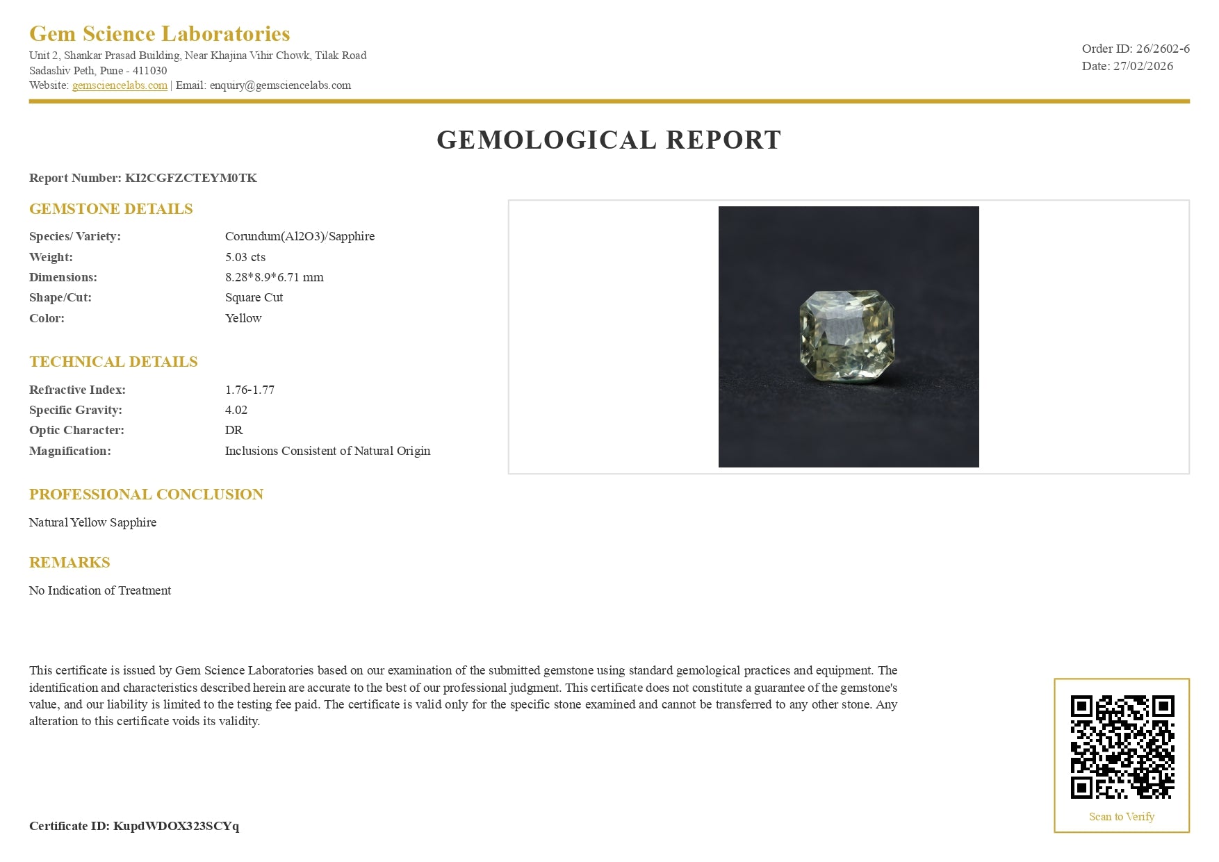 Yellow Sapphire - 5.03 Carat (Ceylon)