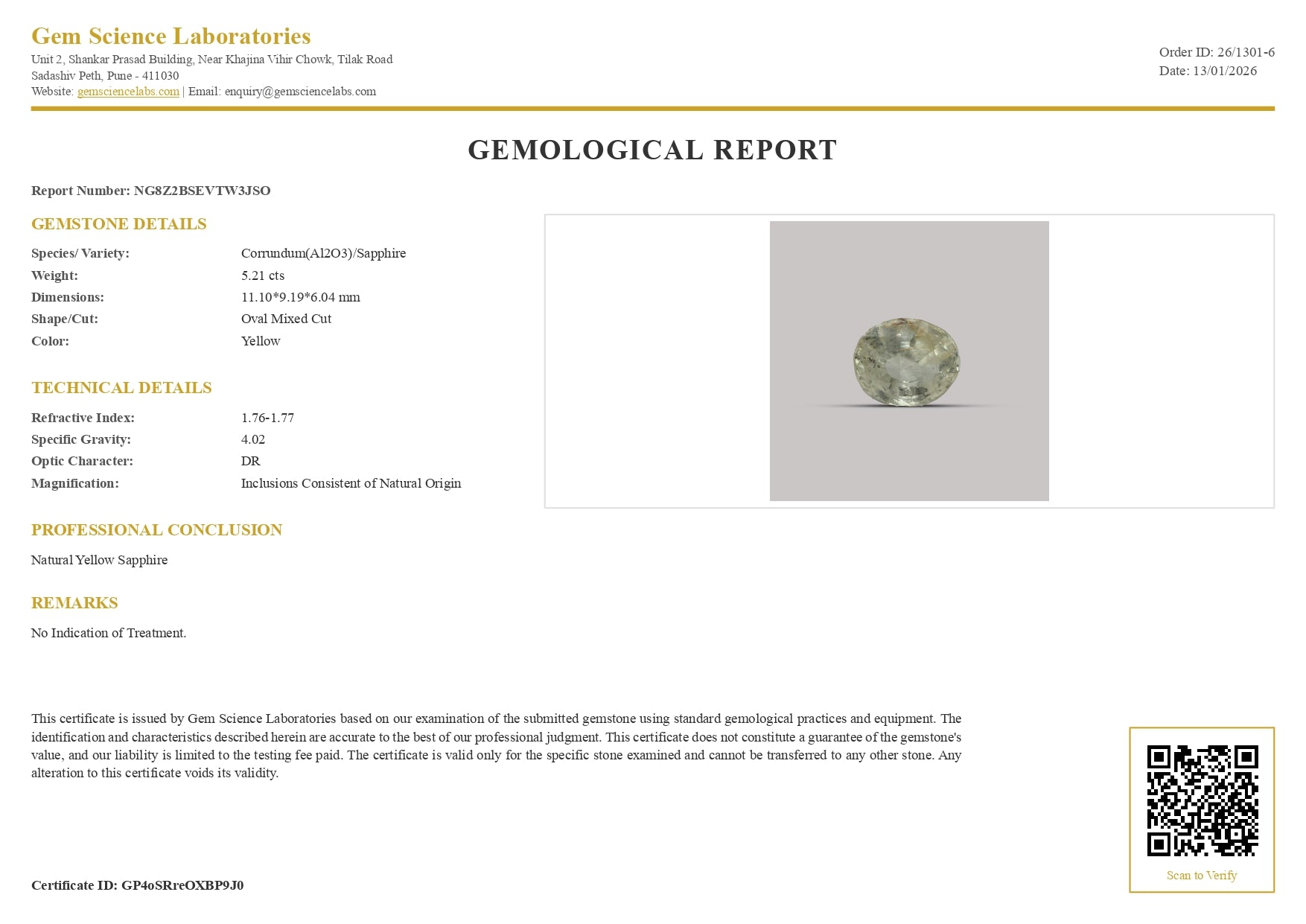 Yellow Sapphire - 5.21 Carat (Ceylon)