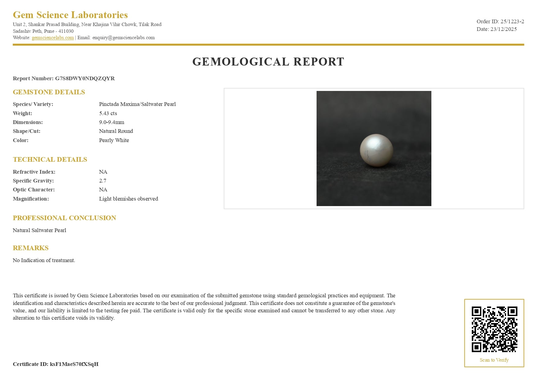 South Sea Pearl - 5.43 Carat