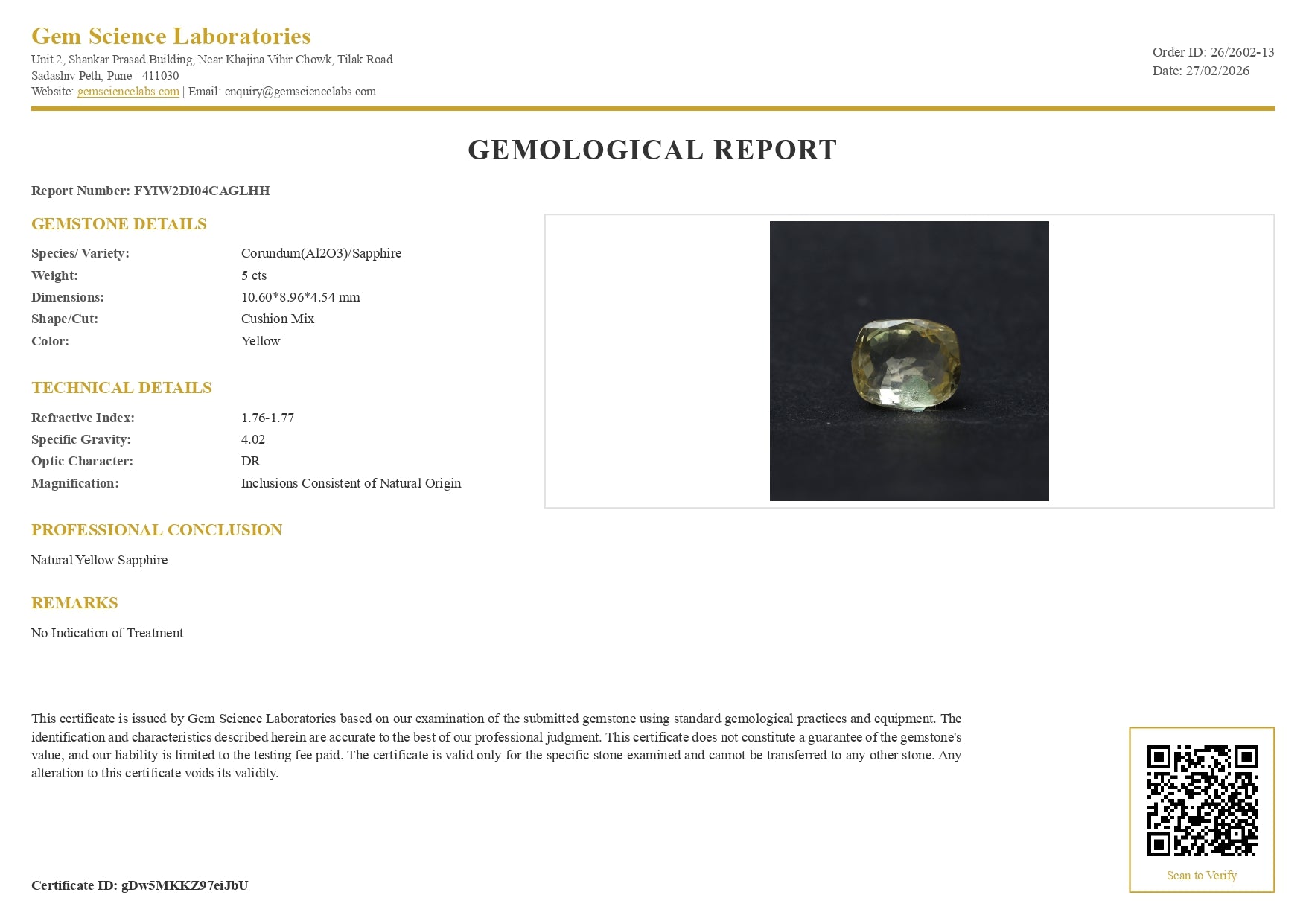 Yellow Sapphire - 5.00 Carat (Ceylon)