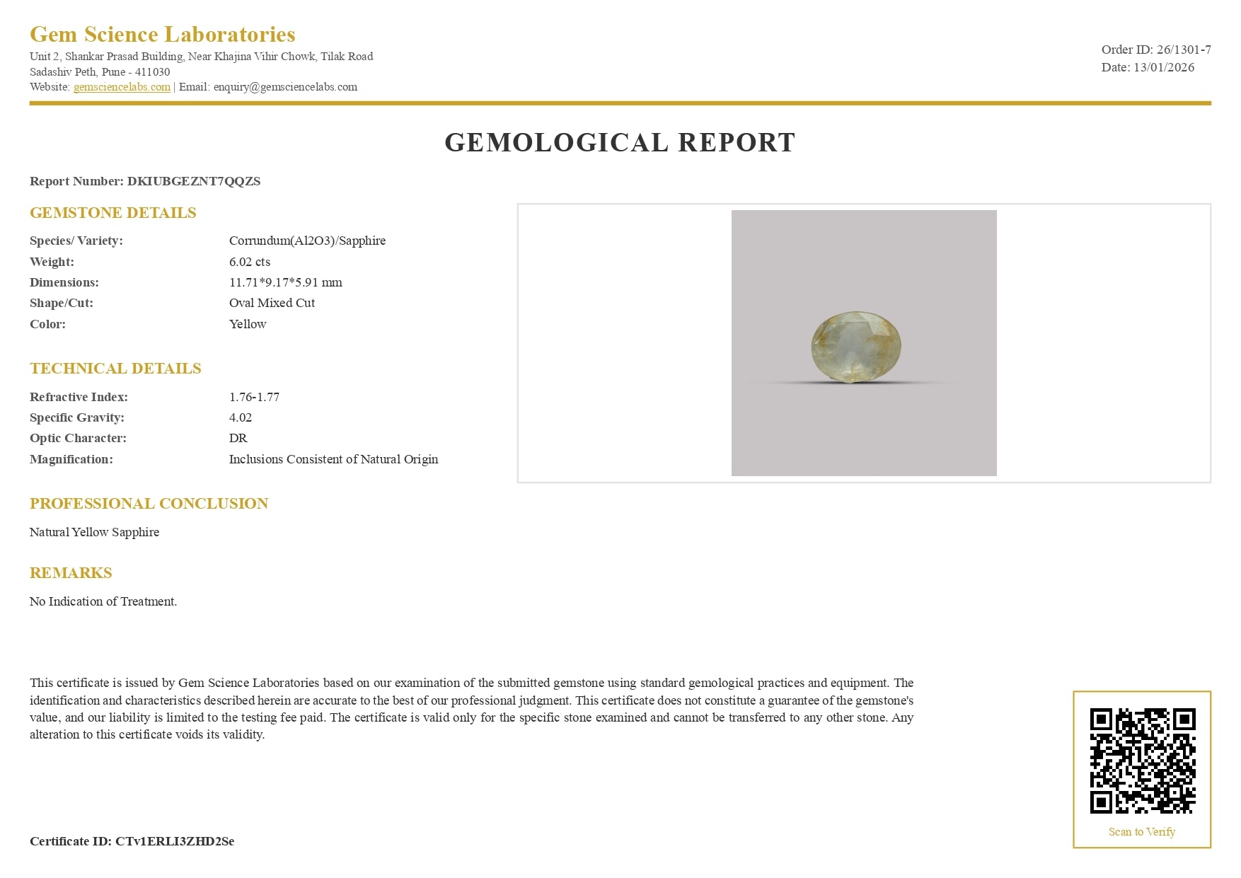 Yellow Sapphire - 6.02 Carat (Ceylon)