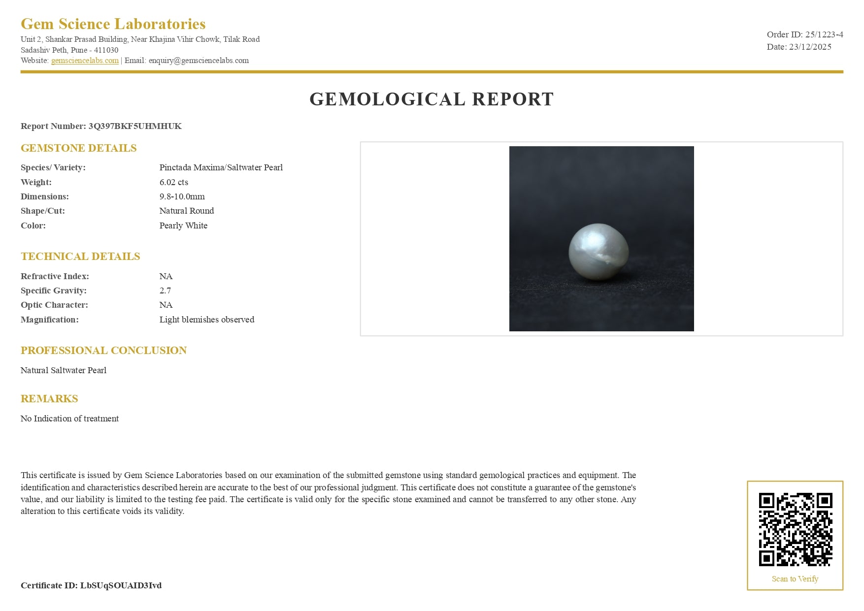 South Sea Pearl - 6.02 Carat