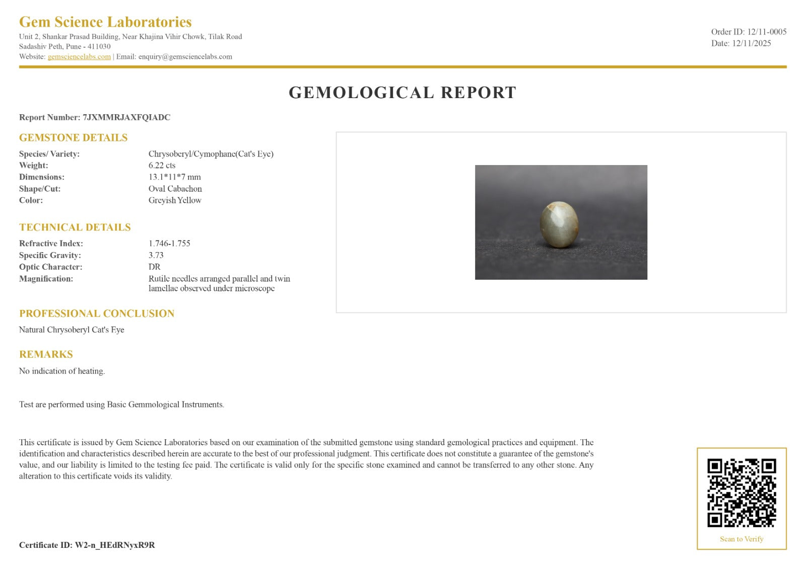 Cat’s Eye ceylon - 6.22 Carat