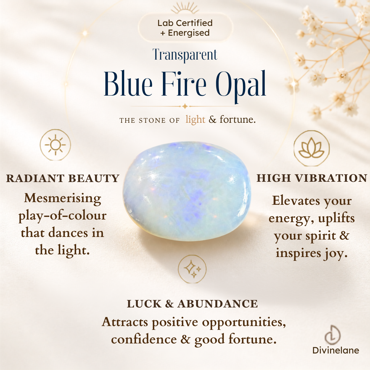 Natural Blue Fire Opal (Transparent)