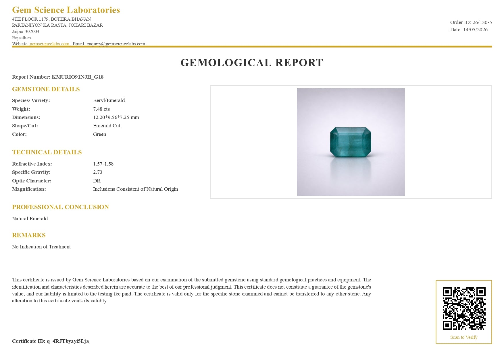 Emerald ( Panna ) - 7.48 Carat