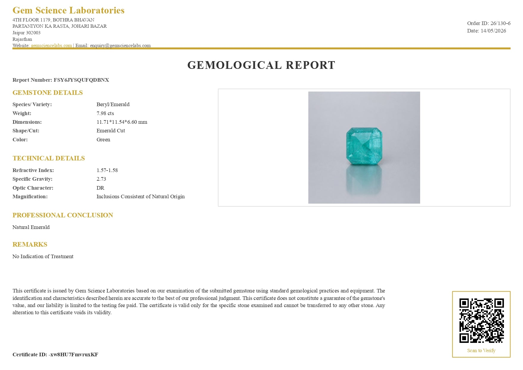 Emerald ( Panna ) - 7.98 Carat