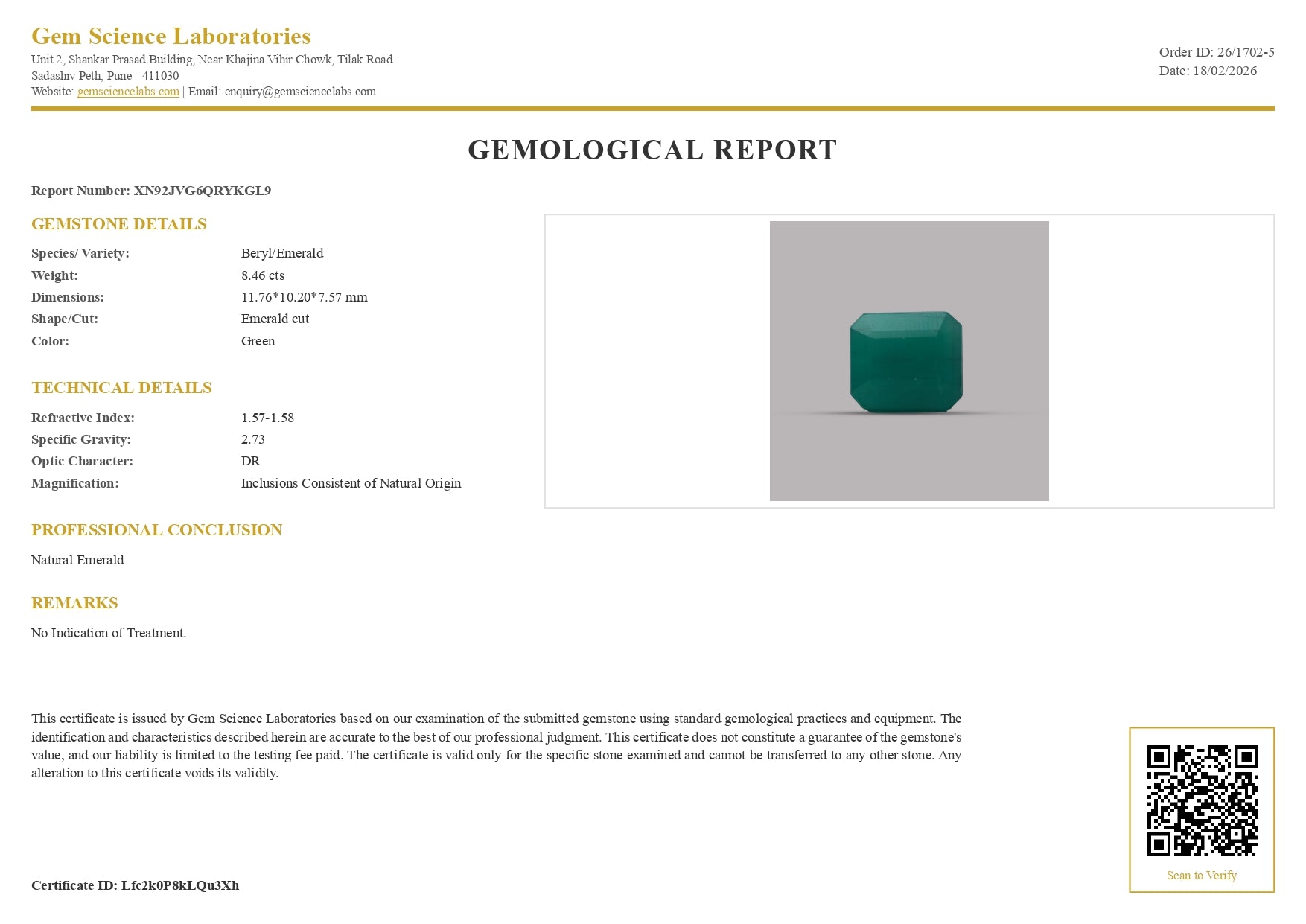 Emerald ( Panna ) - 8.46 Carat