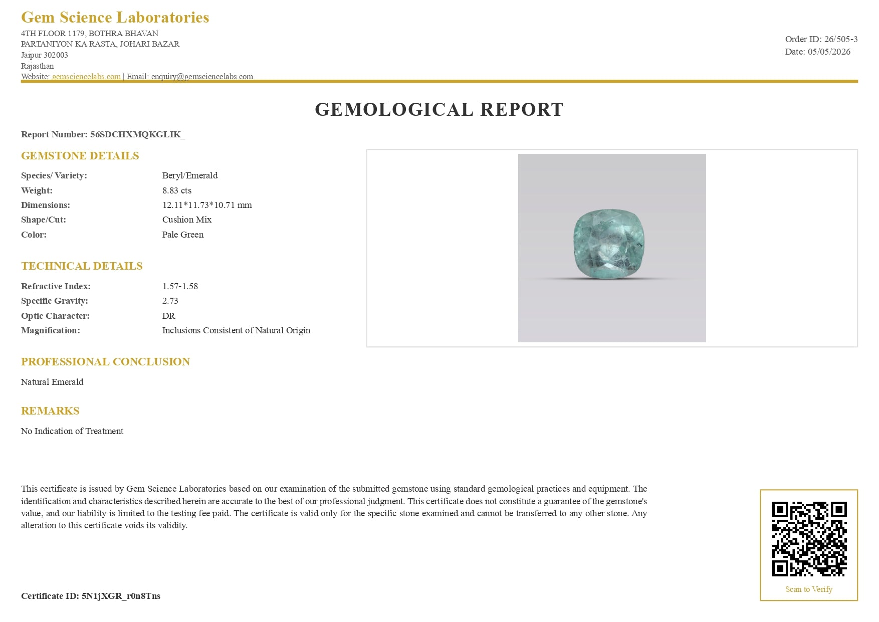 Emerald ( Panna ) - 8.83 Carat