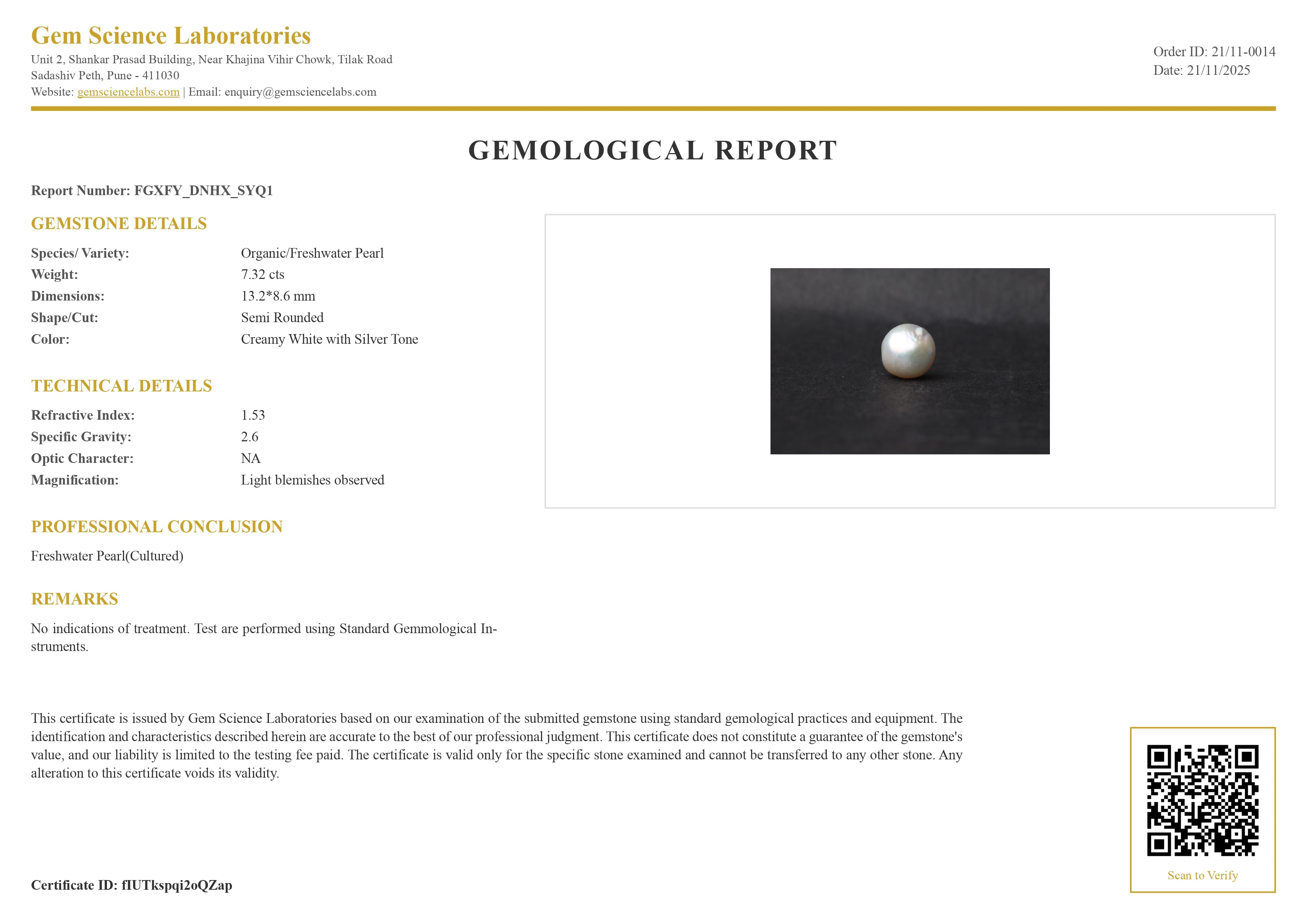 Fresh Water Pearl - 7.32 Carat