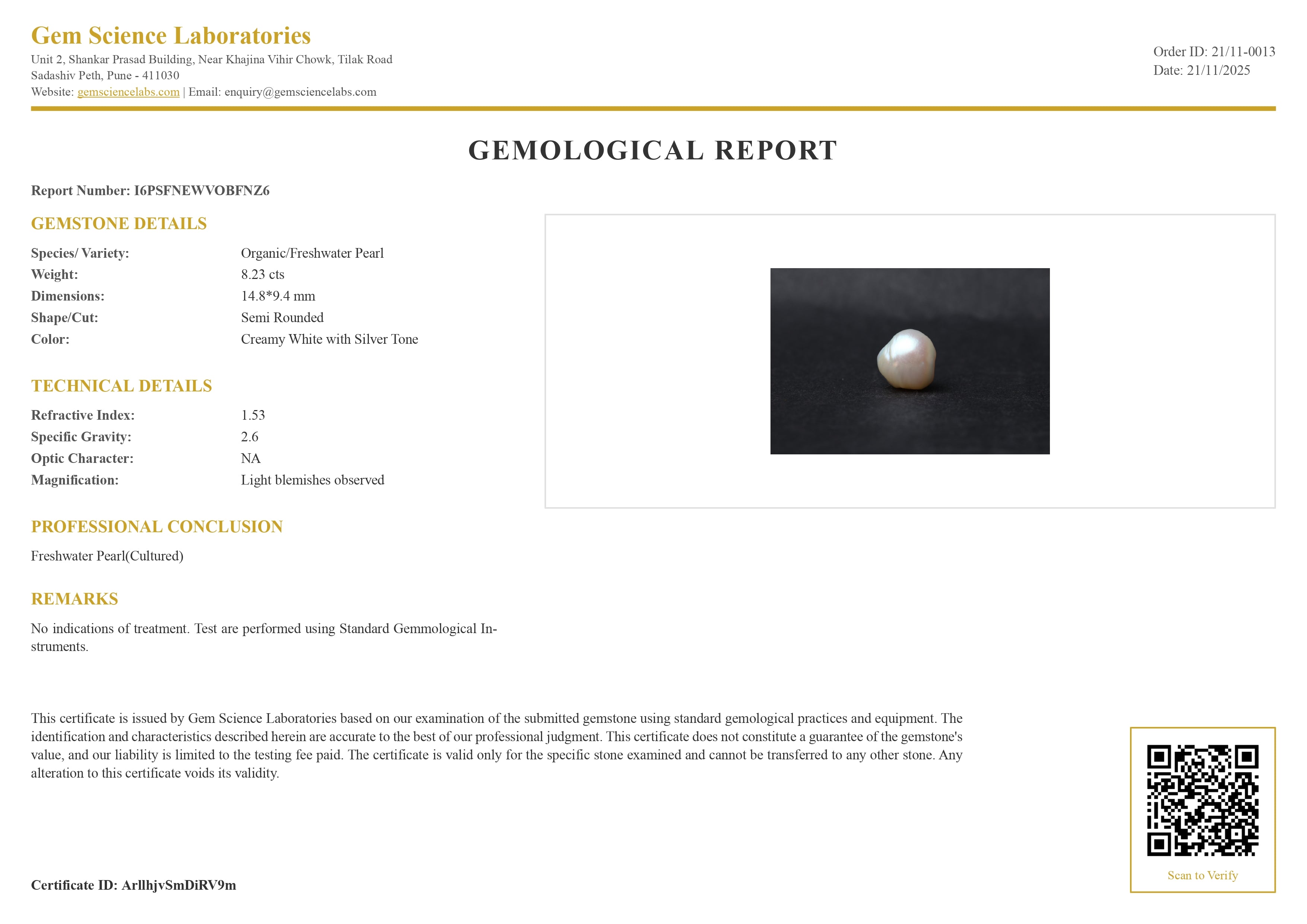 Fresh Water Pearl - 8.23 Carat