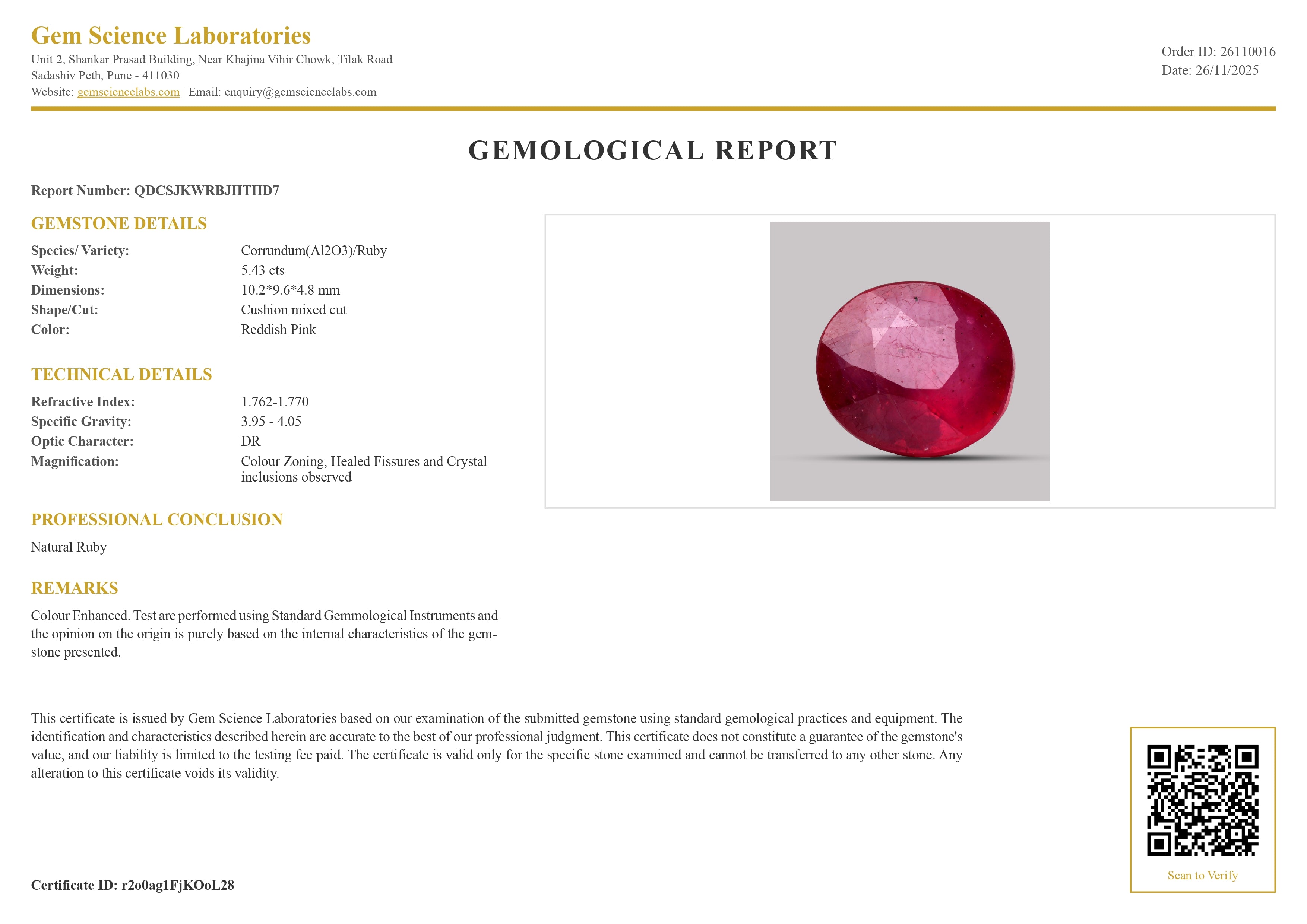 Ruby (Bangkok) - 5.43 Carat