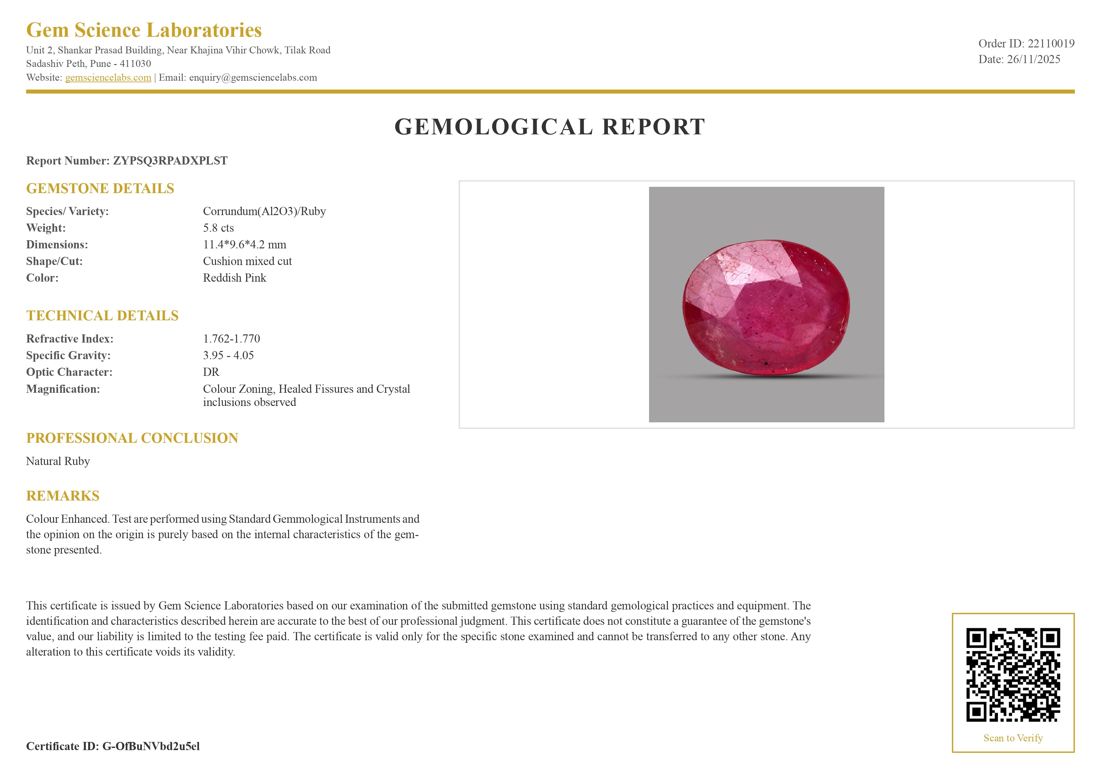 Ruby (Bangkok) - 5.8 Carat