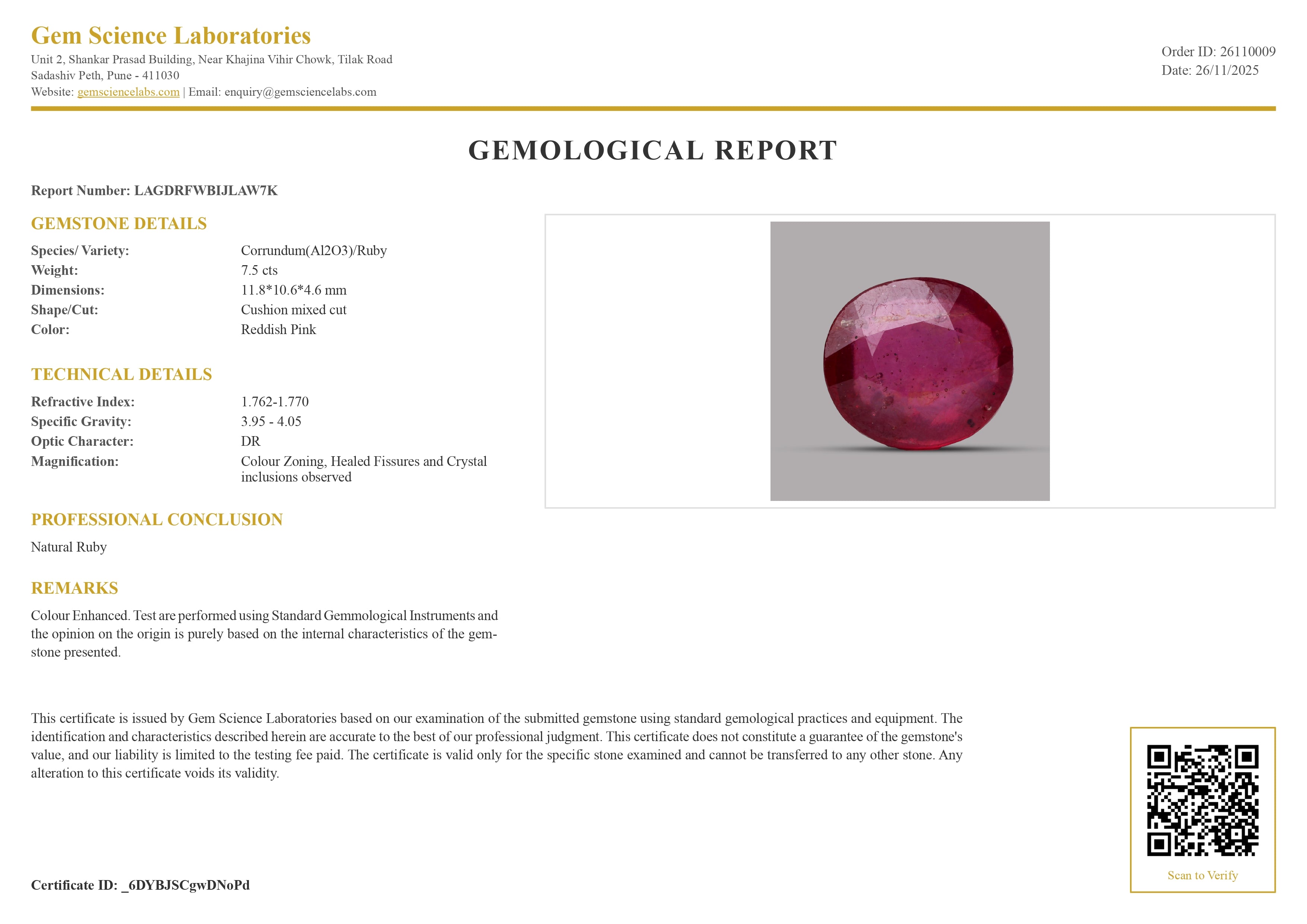 Ruby (Bangkok) - 7.5 Carat