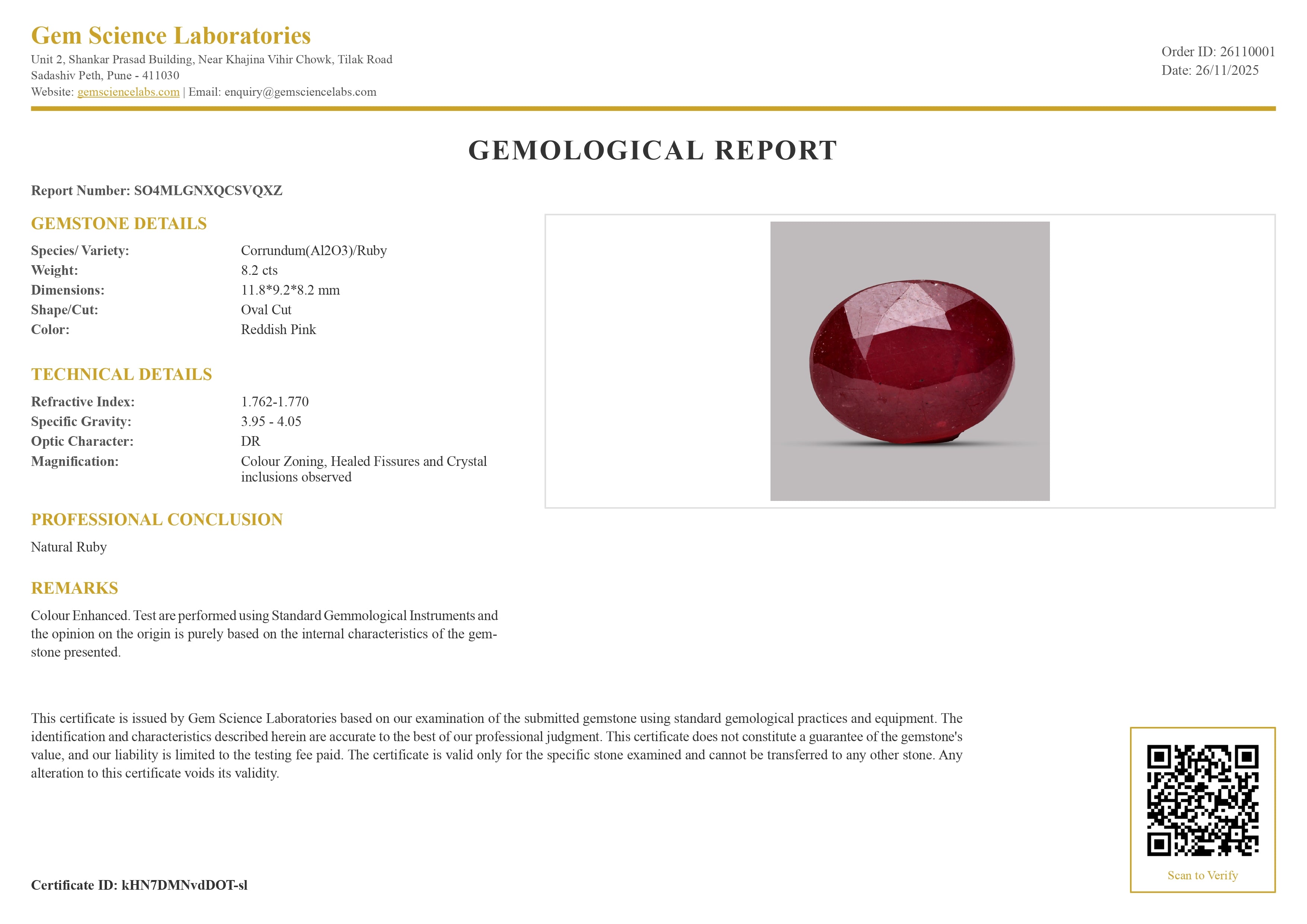 Ruby (Bangkok) - 8.82 Carat