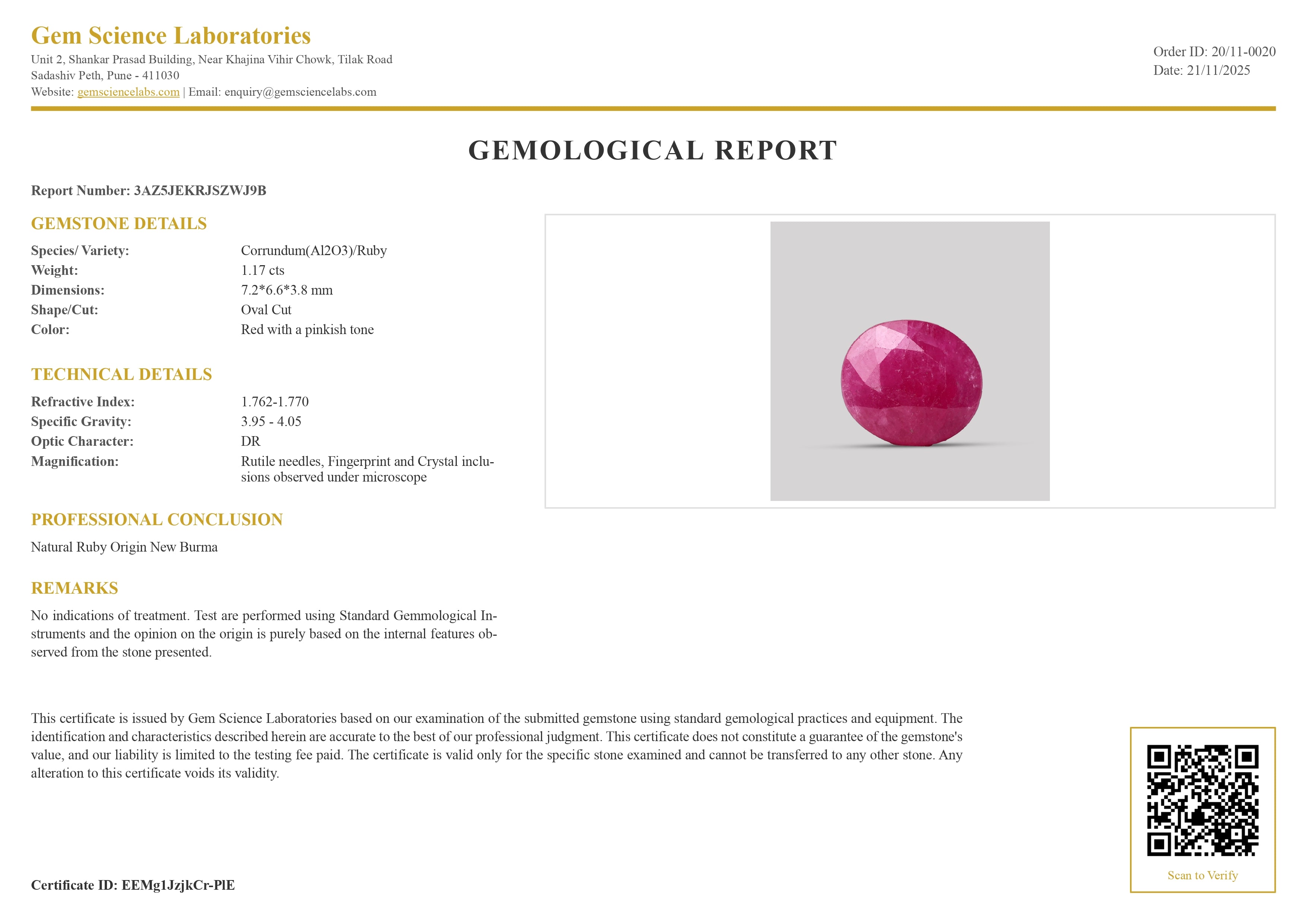 Ruby (New Burma) - 1.17 Carat