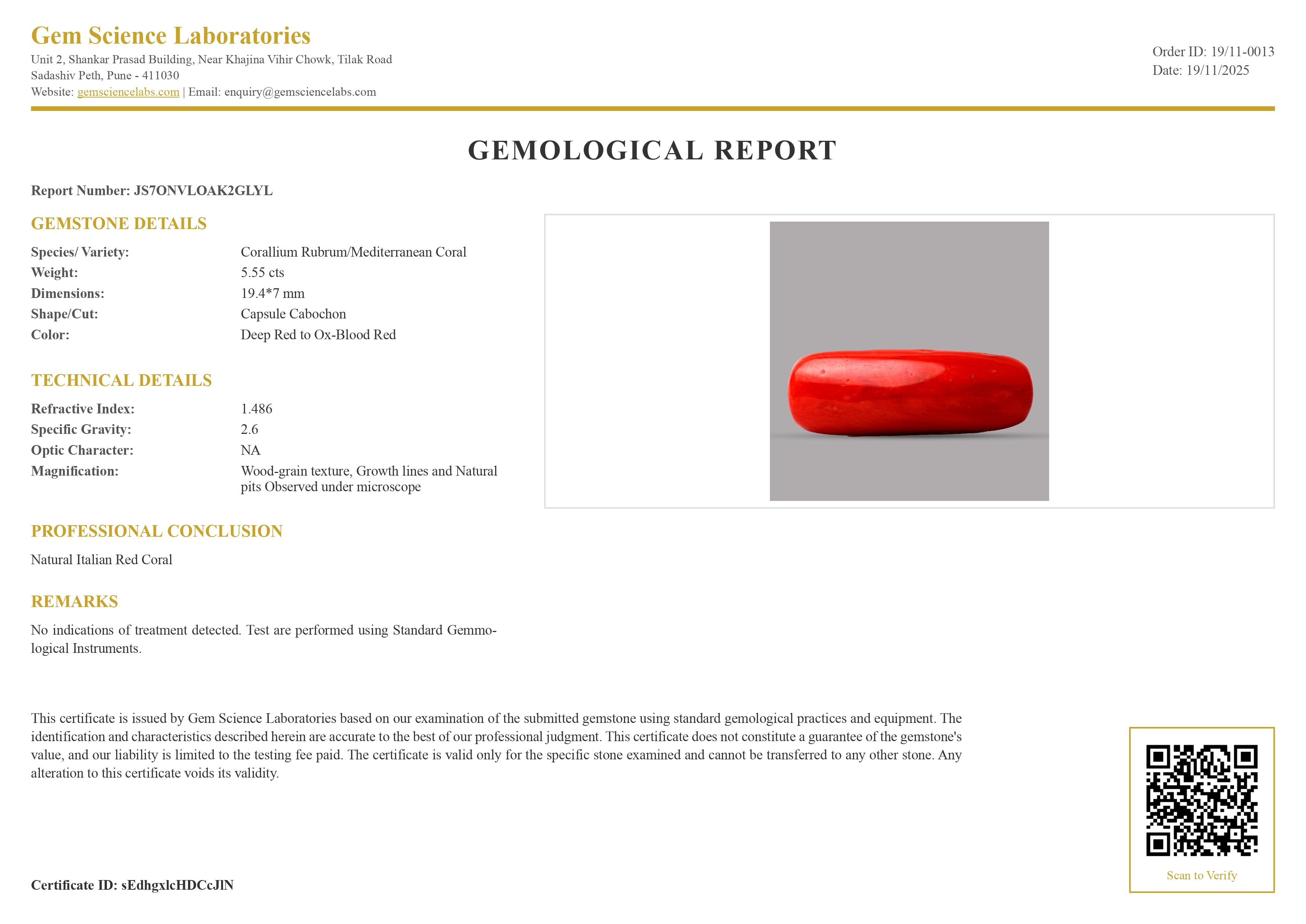 Red Coral Italian – 5.55 Carat