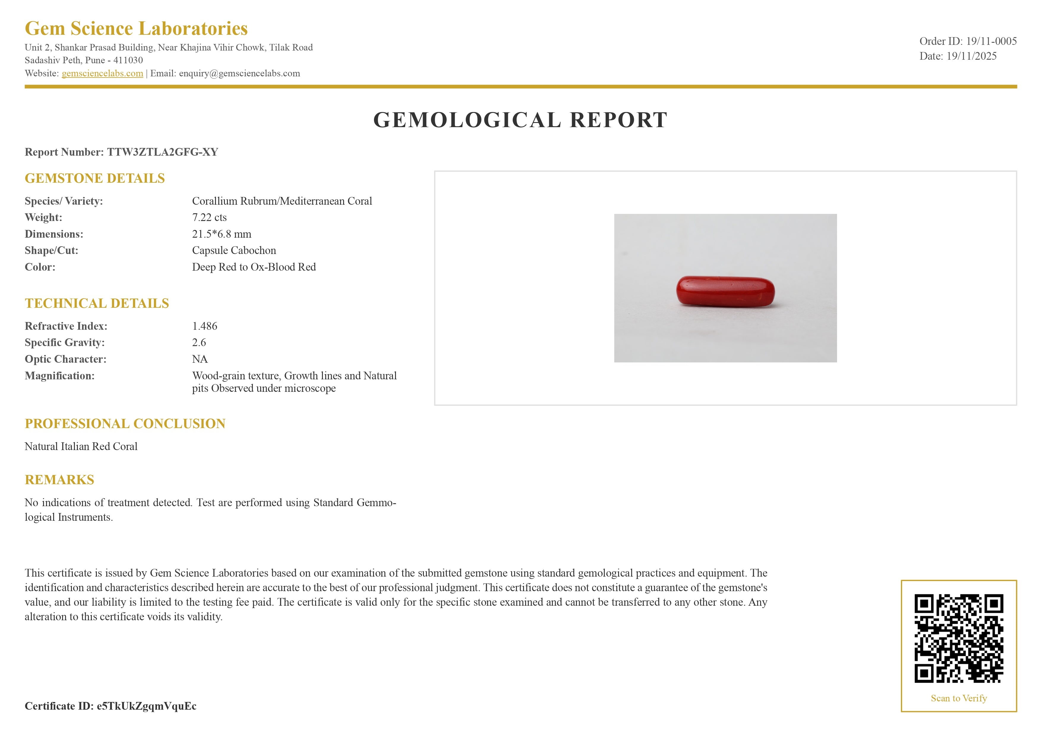 Red Coral Italian - 7.22 Carat