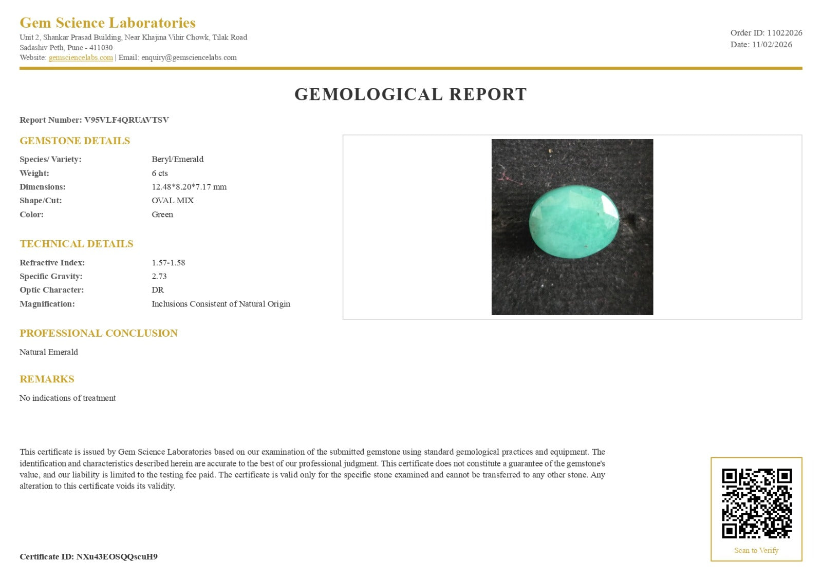 Emerald ( Panna ) - 6 Carat
