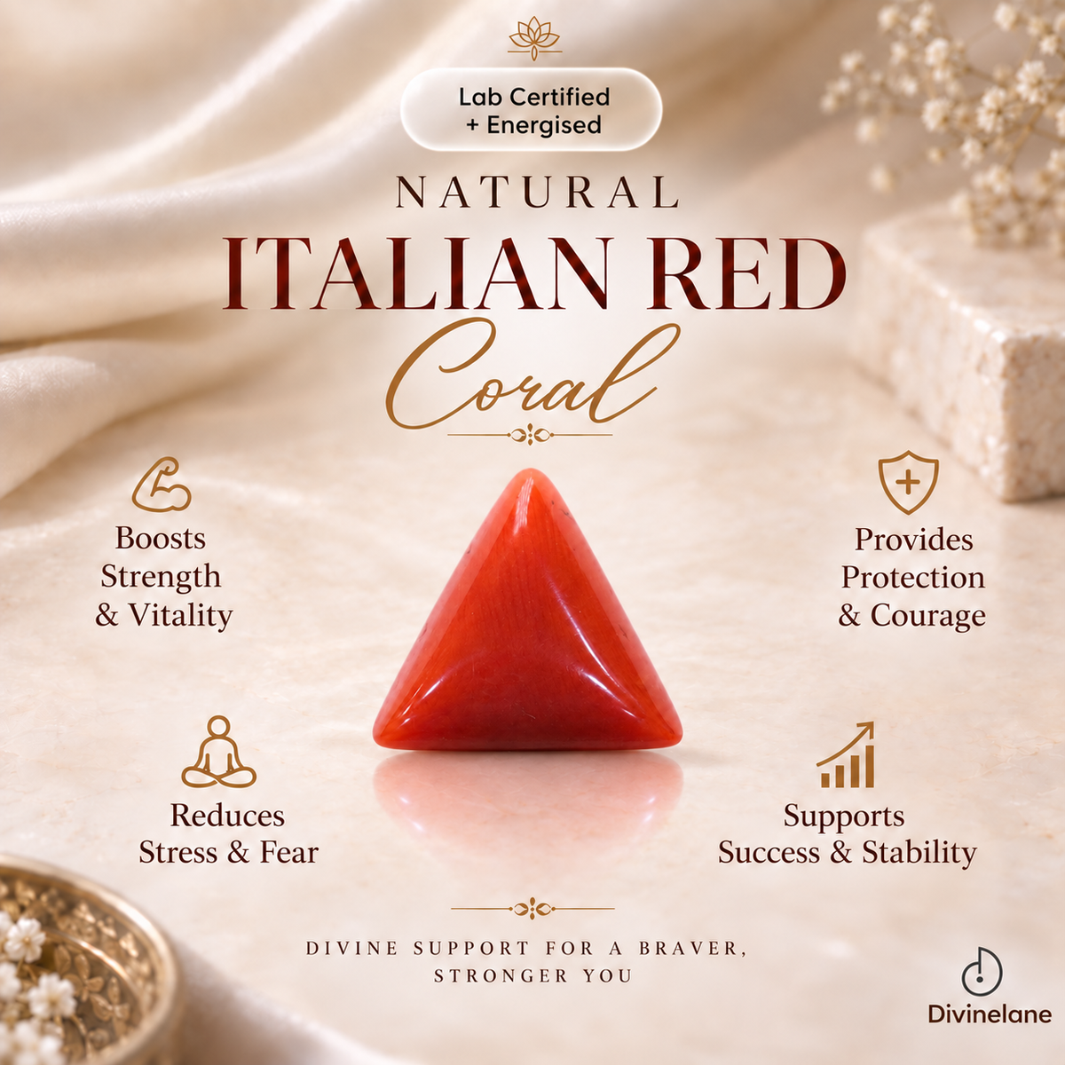 NATURAL ITALIAN RED CORAL (TRIANGLE)
