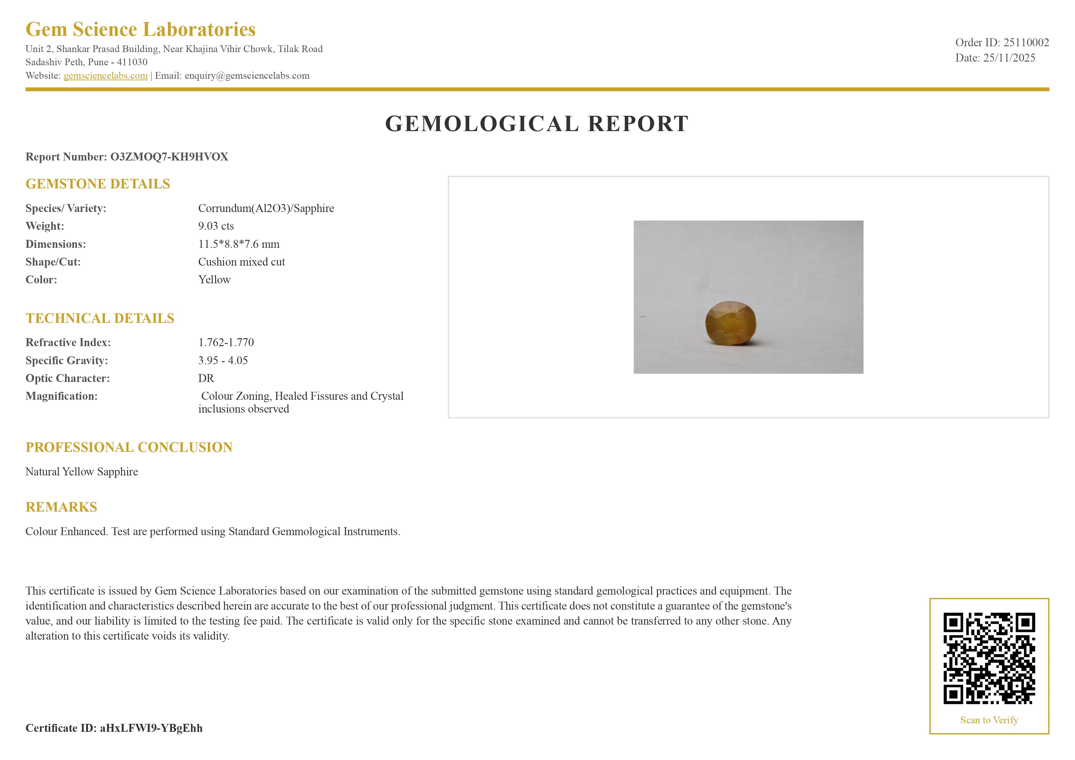 Yellow Sapphire - 9.03 Carat