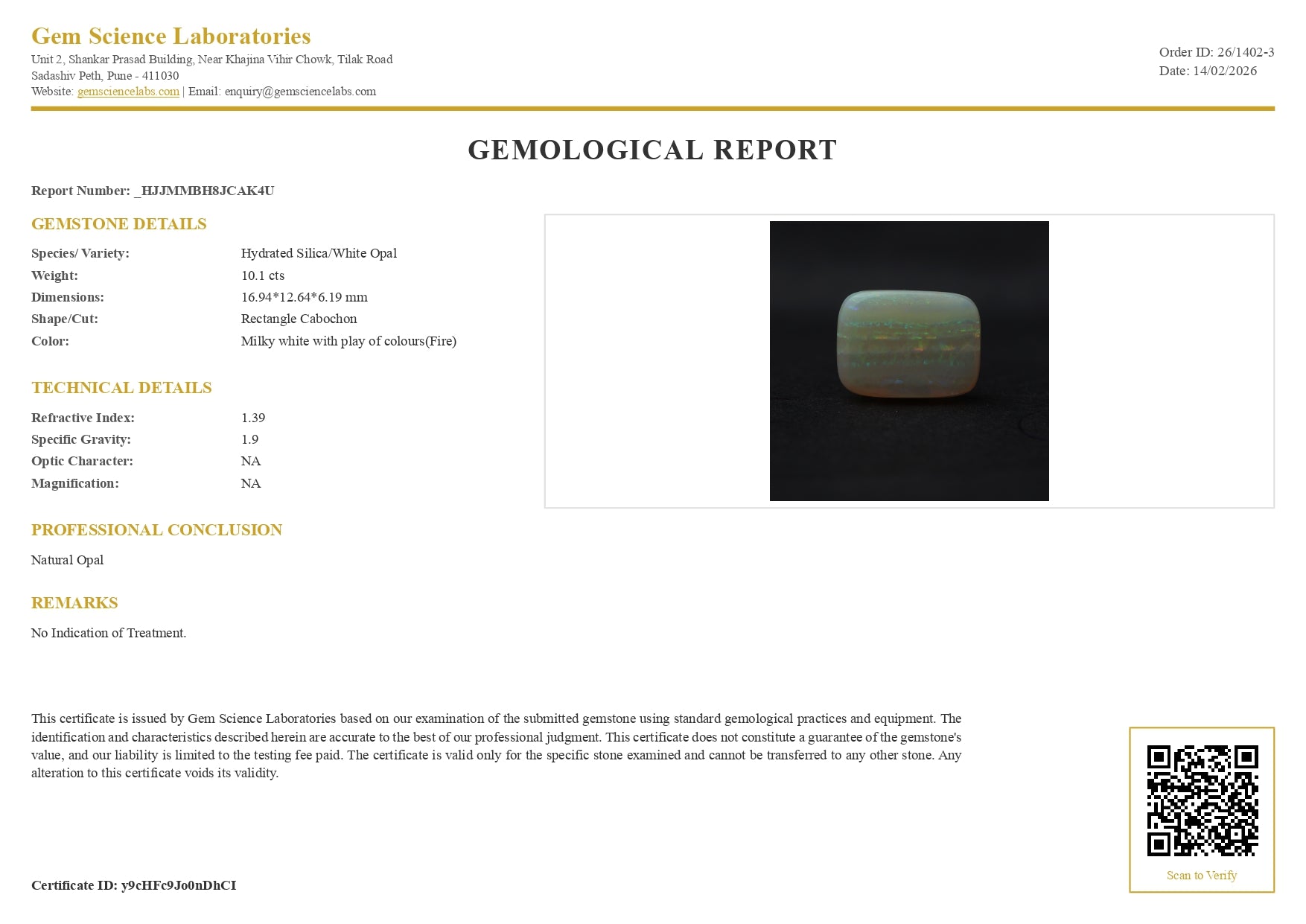 Opal  10.10 Carat