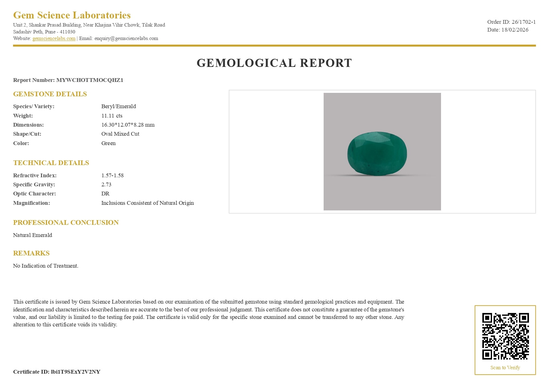 Emerald ( Panna ) - 11.11 Carat