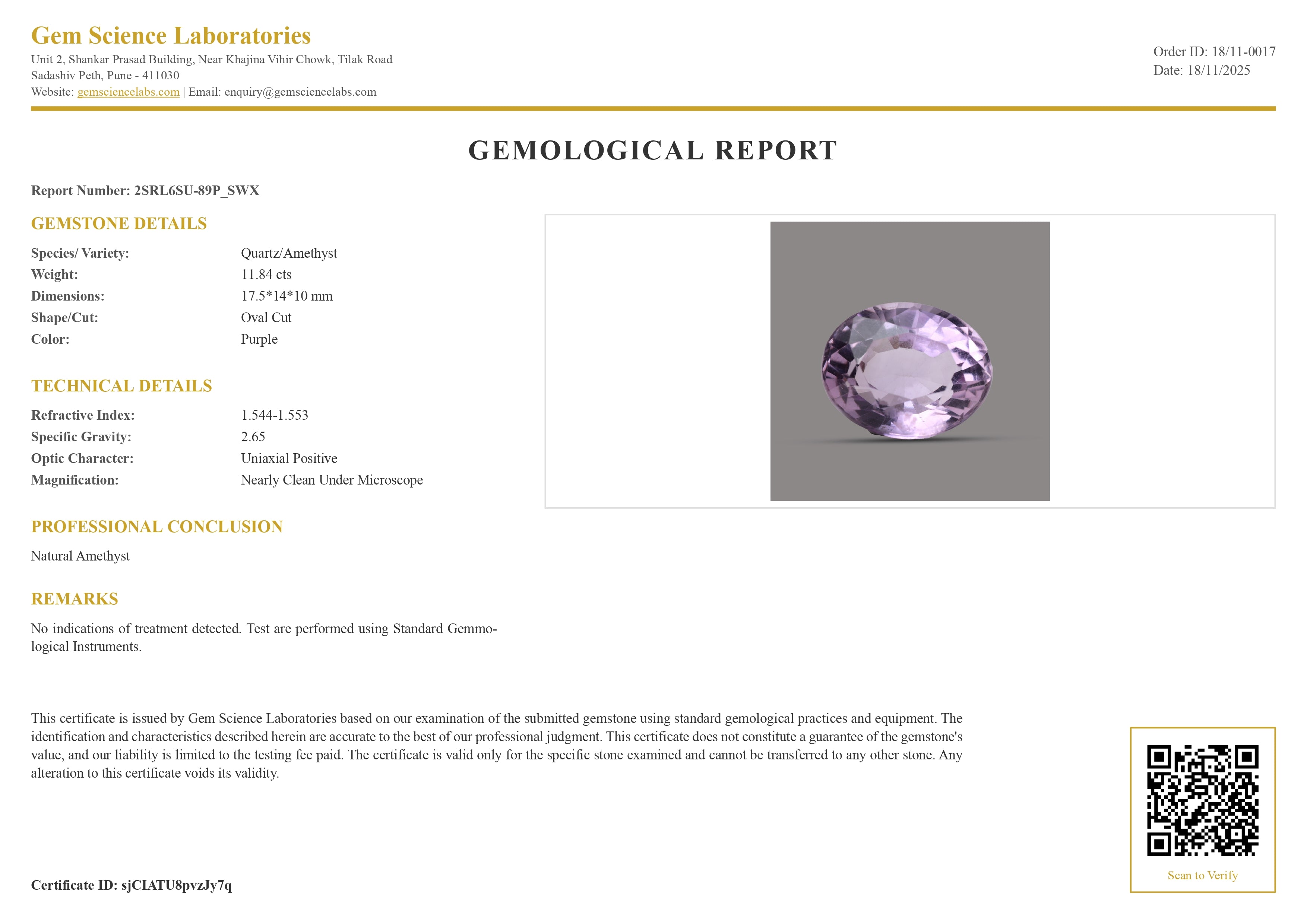 Amethyst - 11.84 Carat