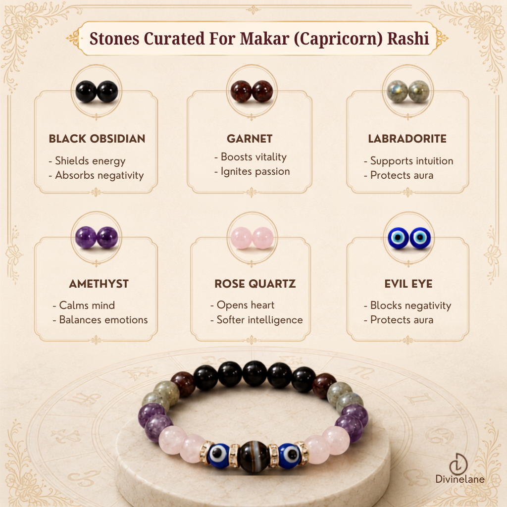MAKAR (CAPRICORN) RASHI CRYSTAL BRACELET