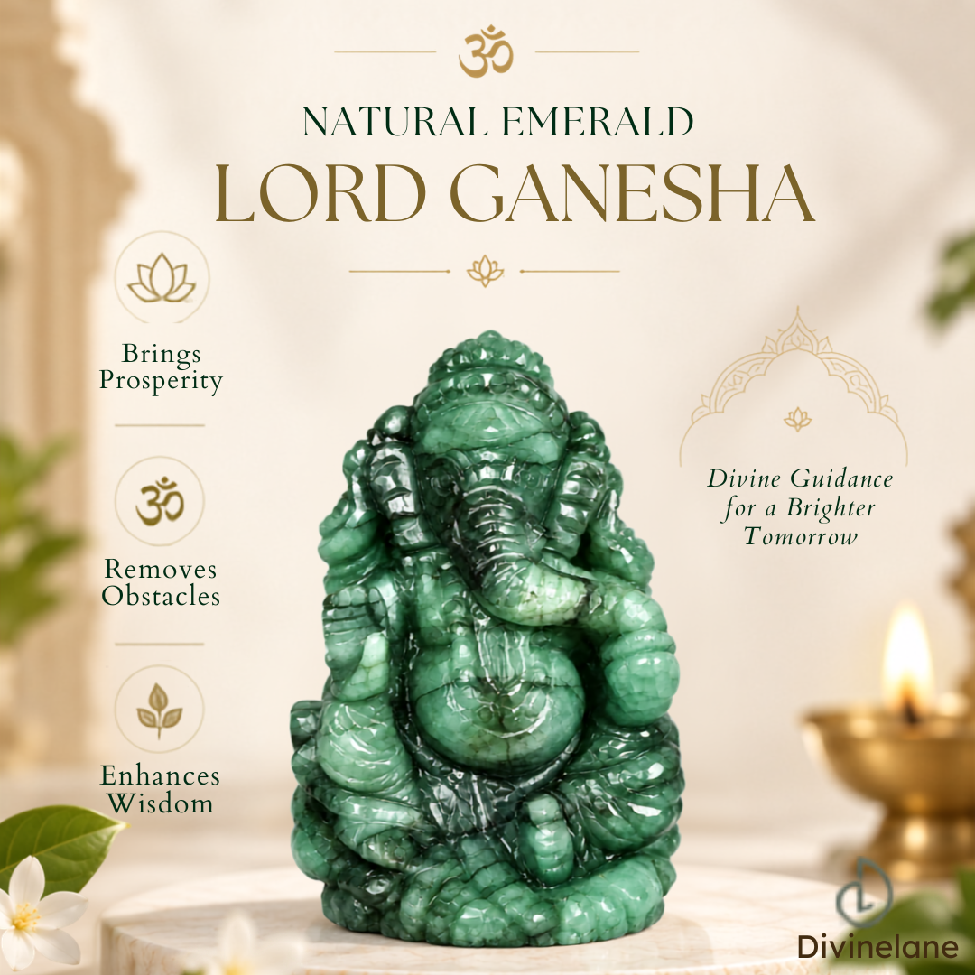 NATURAL EMERALD GANESH JI FIGURINE