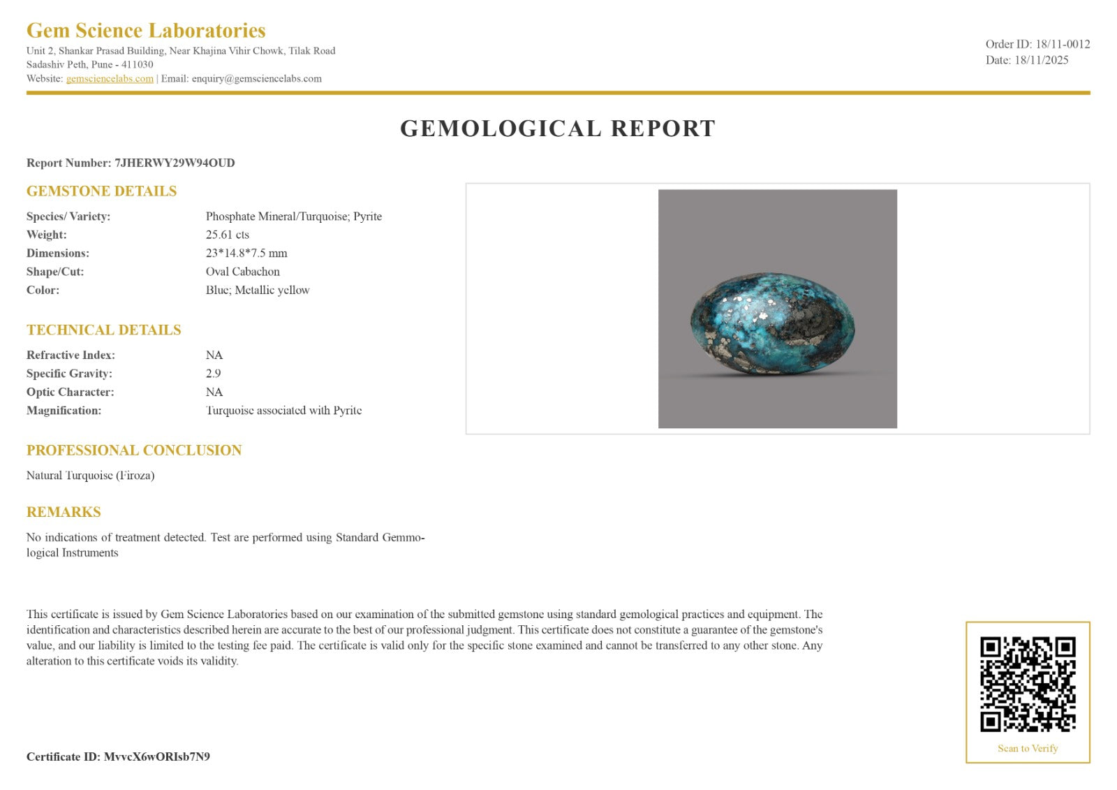 Firoza  25.61  Carat