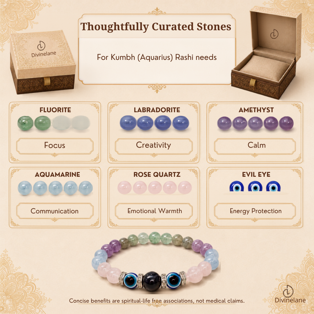 KUMBH (Aquarius) RASHI CRYSTAL BRACELET