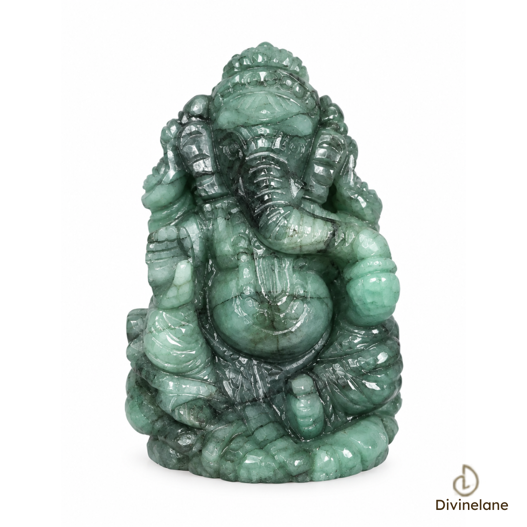 NATURAL EMERALD GANESH JI FIGURINE