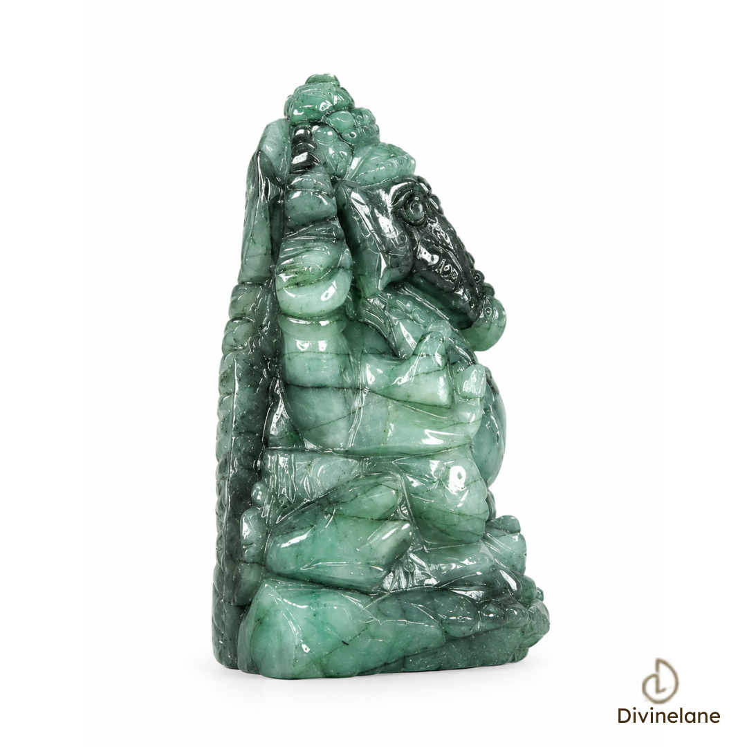 NATURAL EMERALD GANESH JI FIGURINE