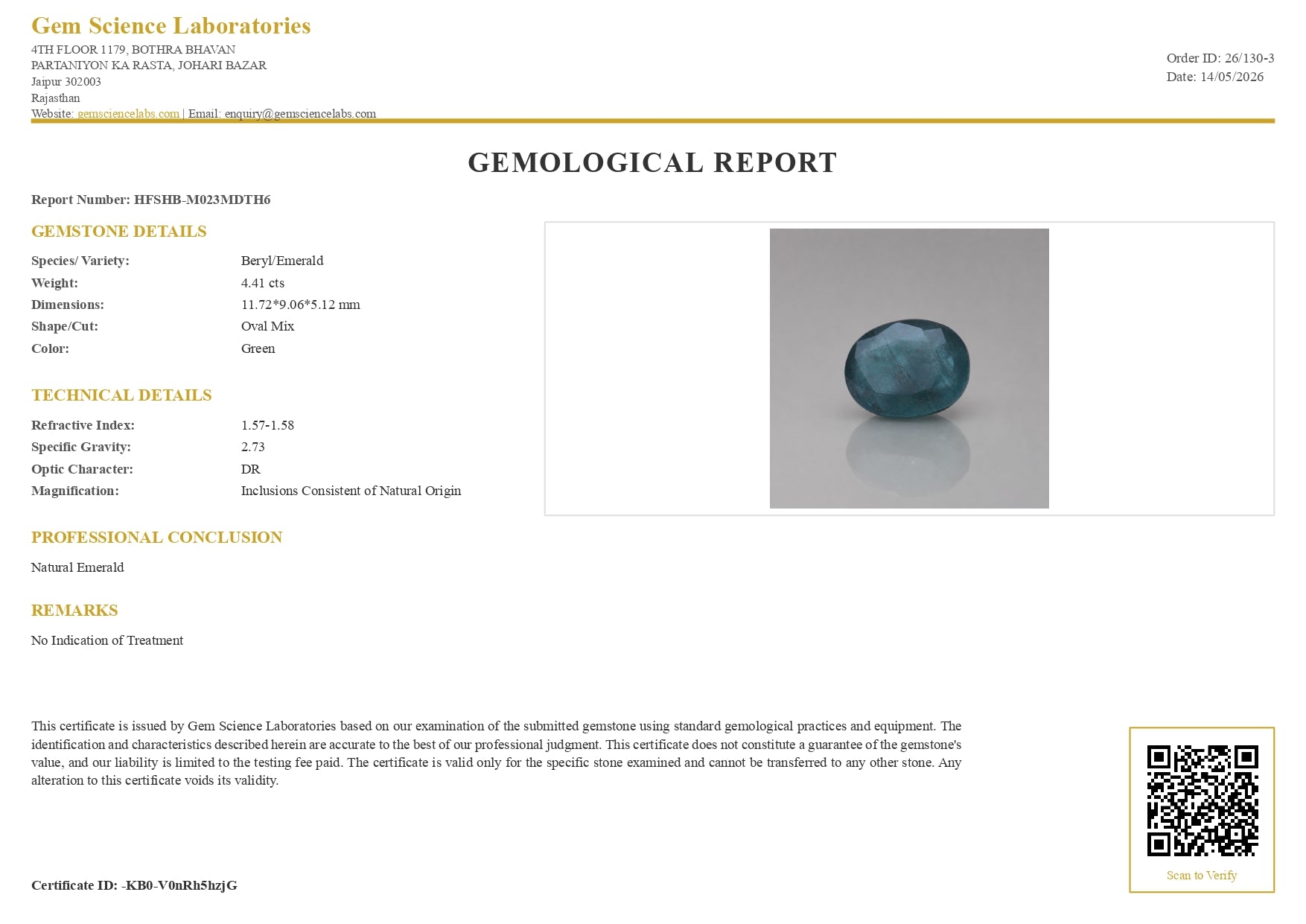 Emerald ( Panna ) - 4.41 Carat