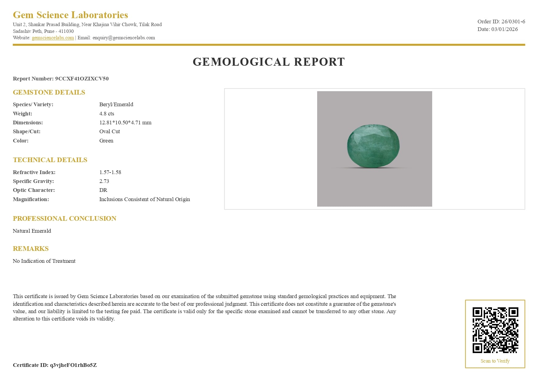 Emerald ( Panna ) - 4.8   Carat