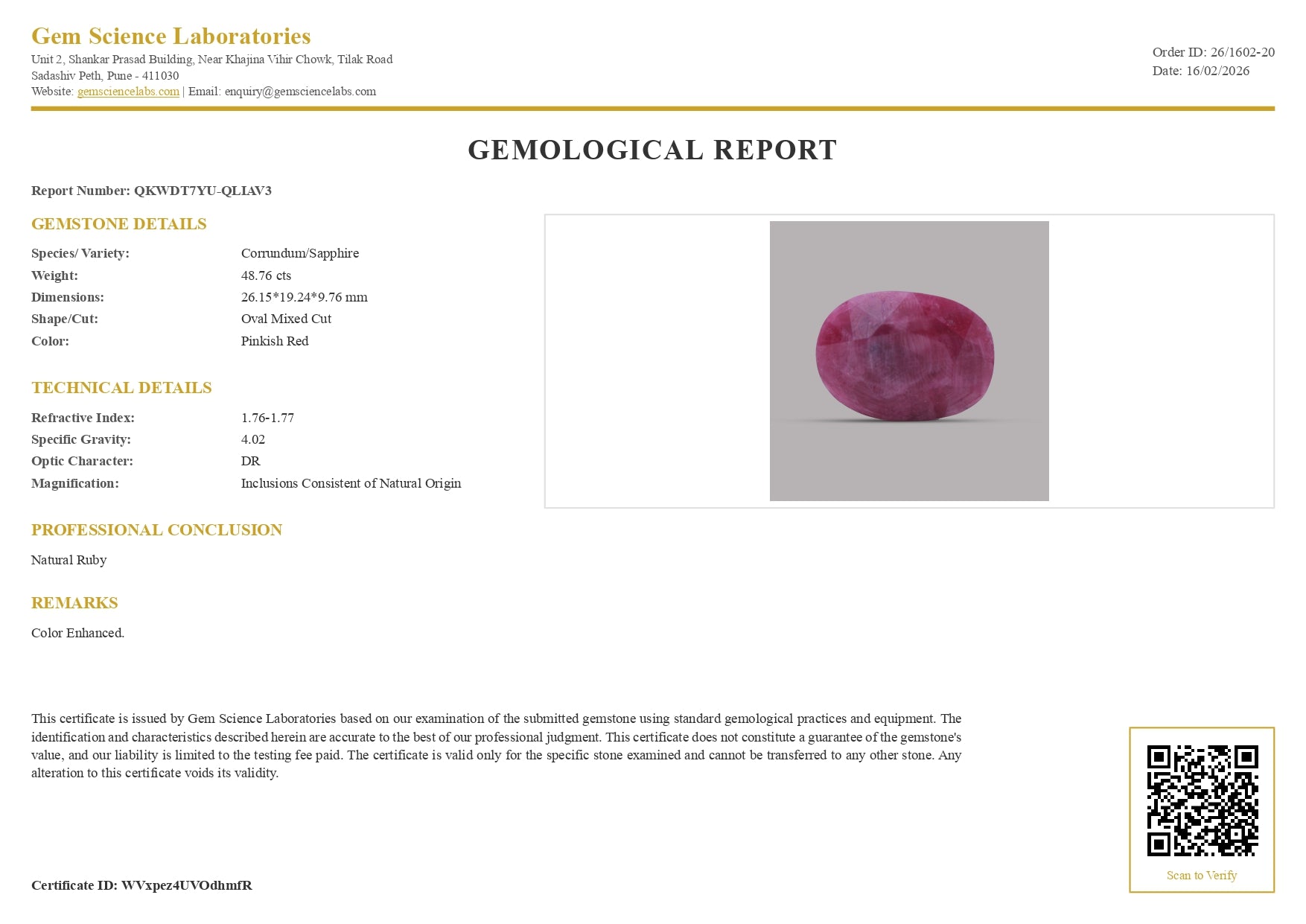 Ruby (Manik) - 48.77 Carat (New Burma)