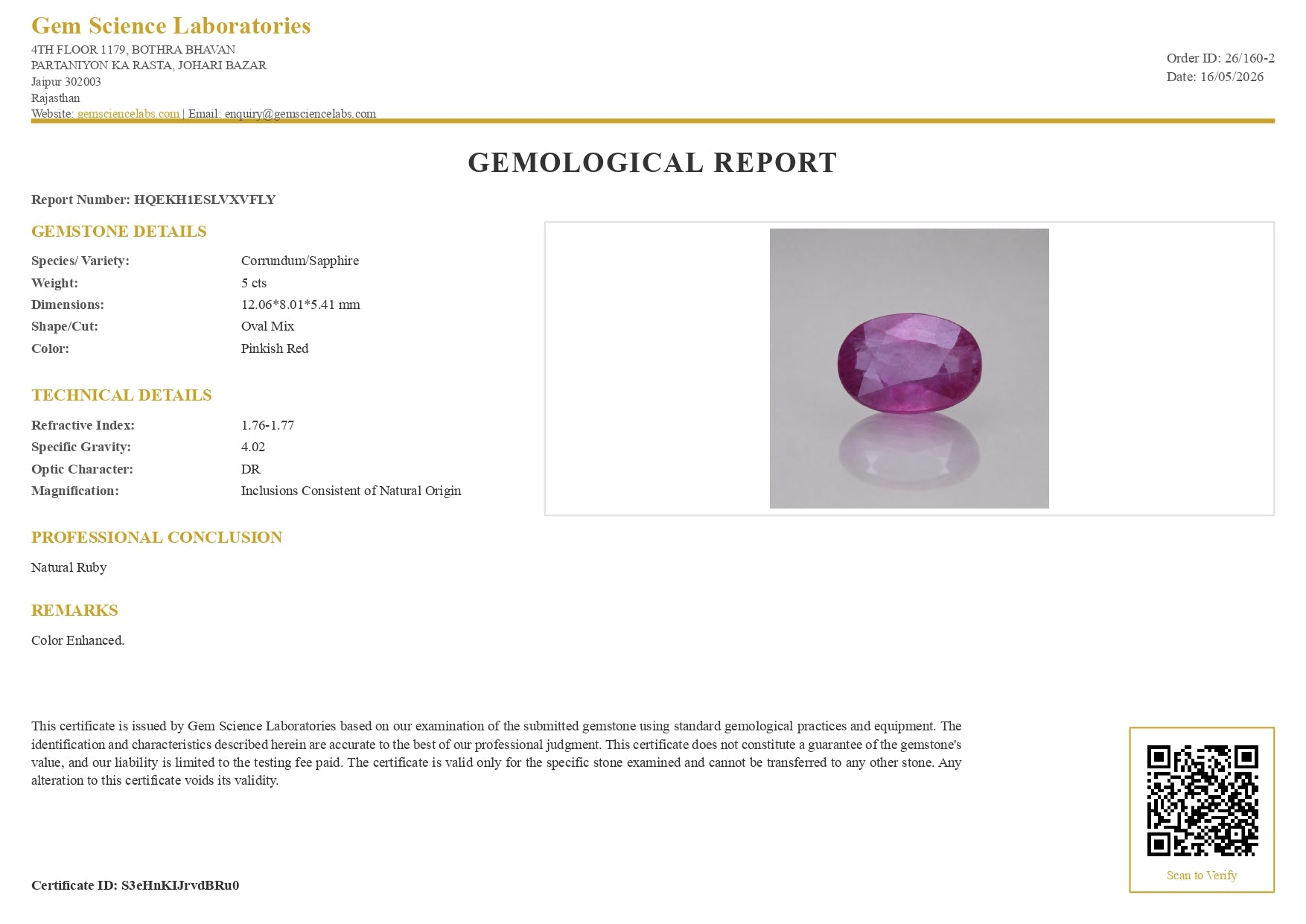 Ruby (Bangkok) - 5 Carat