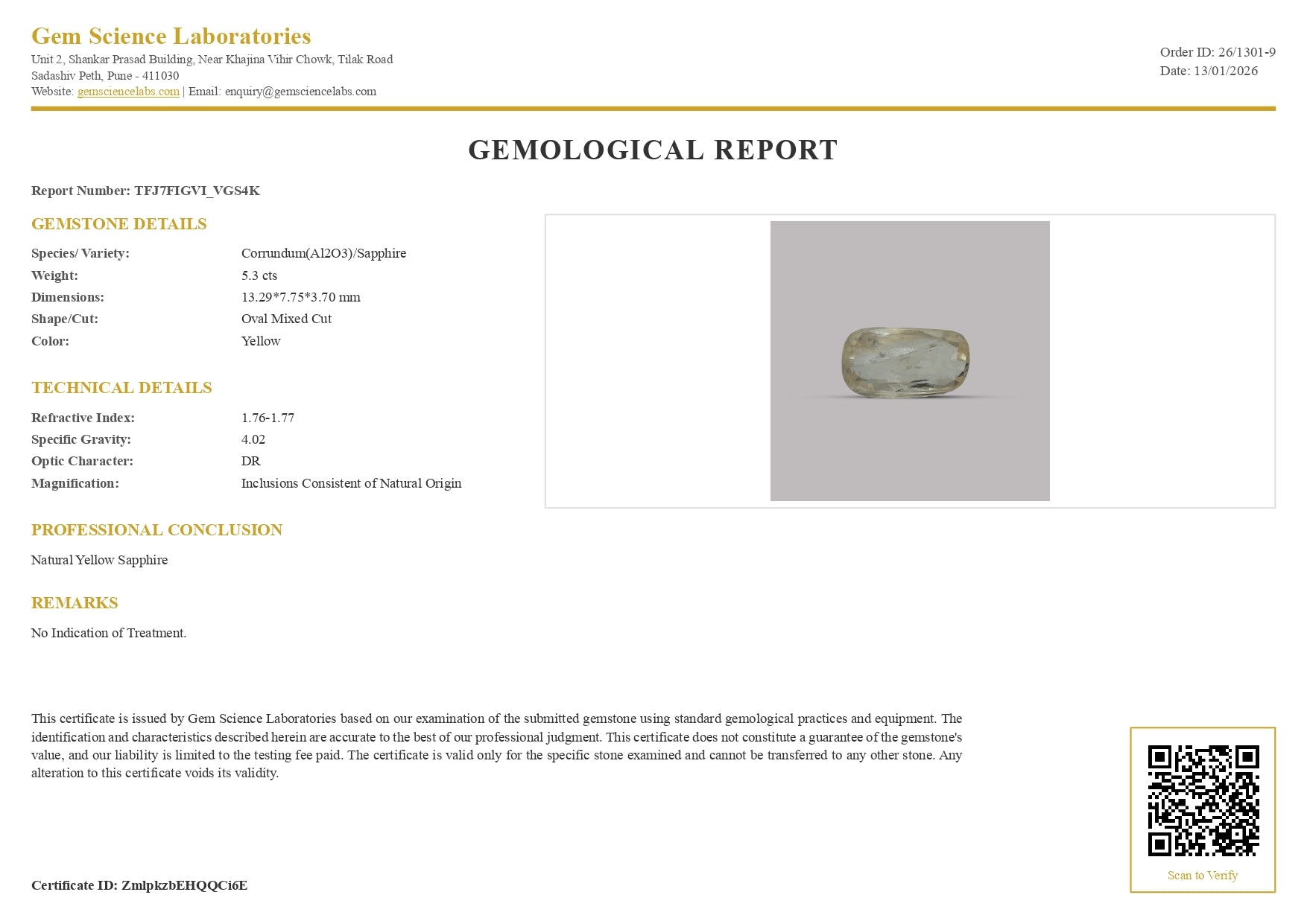 Yellow Sapphire -  5.30 Carat (Ceylon)