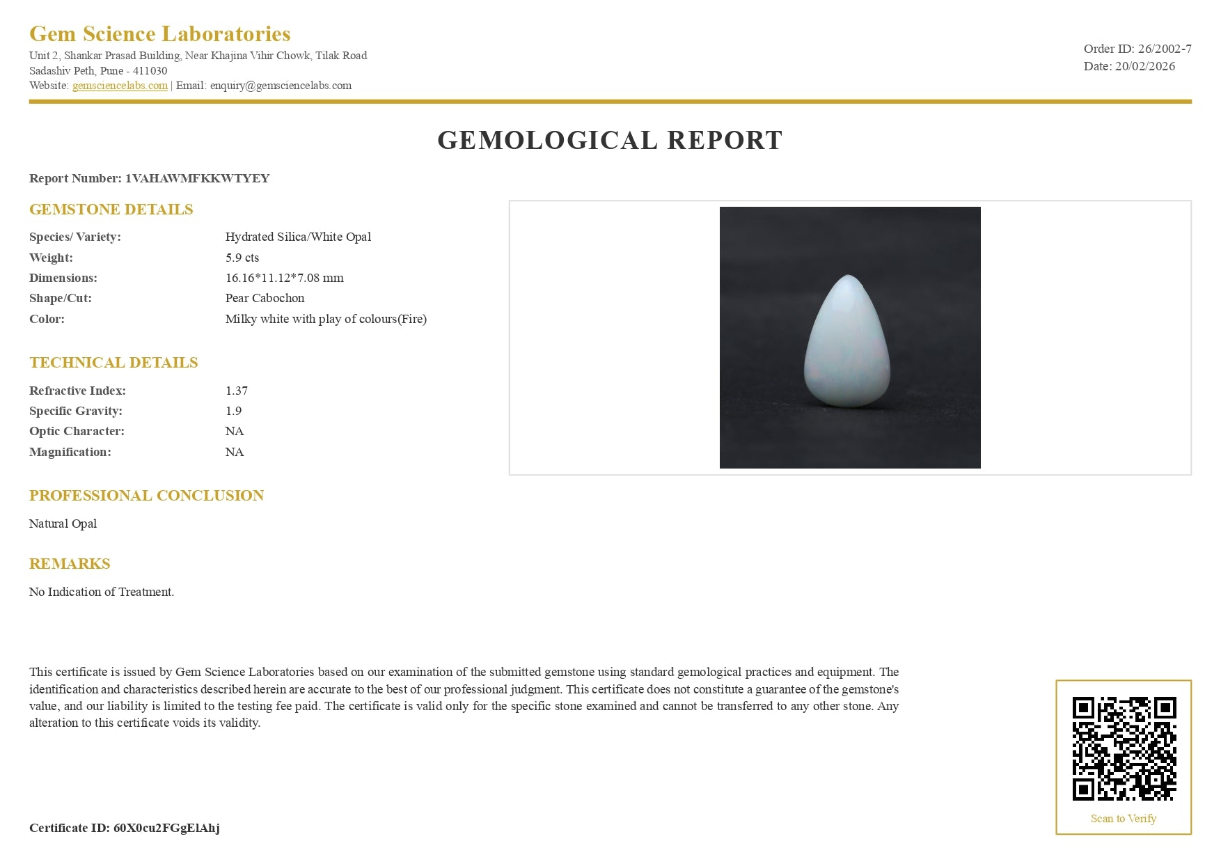 Opal (Ethiopian)  -  5.90 Carat
