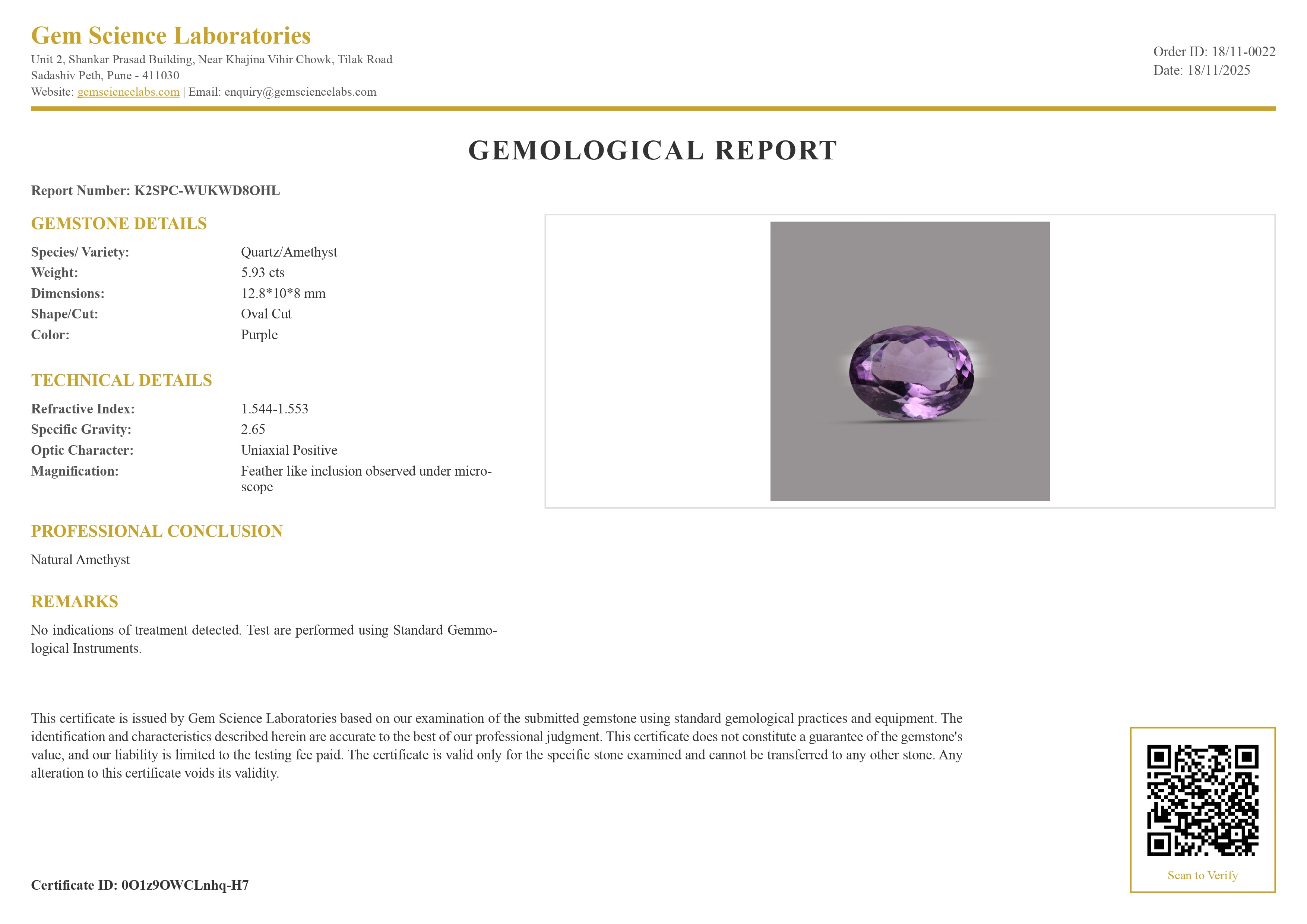Amethyst - 5.93 Carat