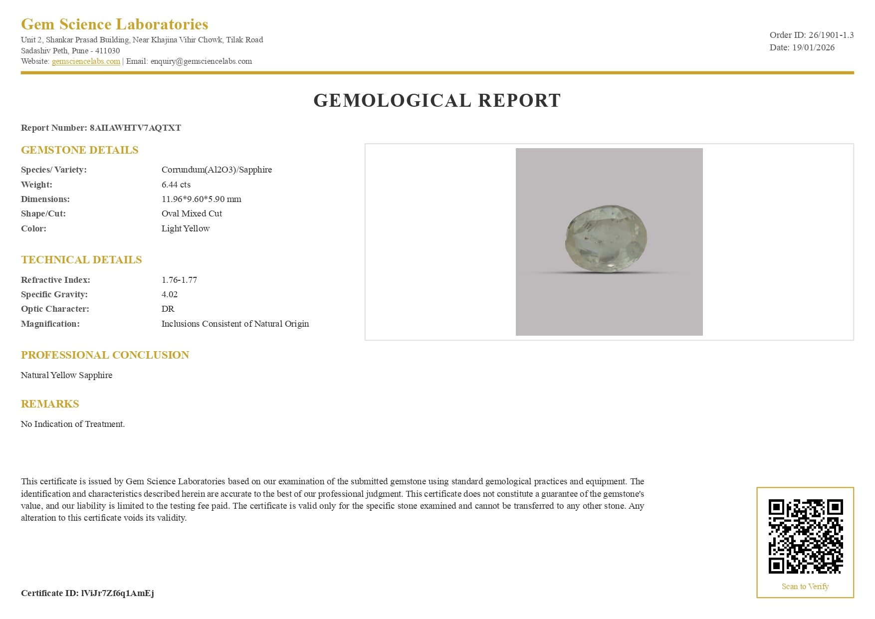 Yellow Sapphire -  6.44 Carat (Ceylon)