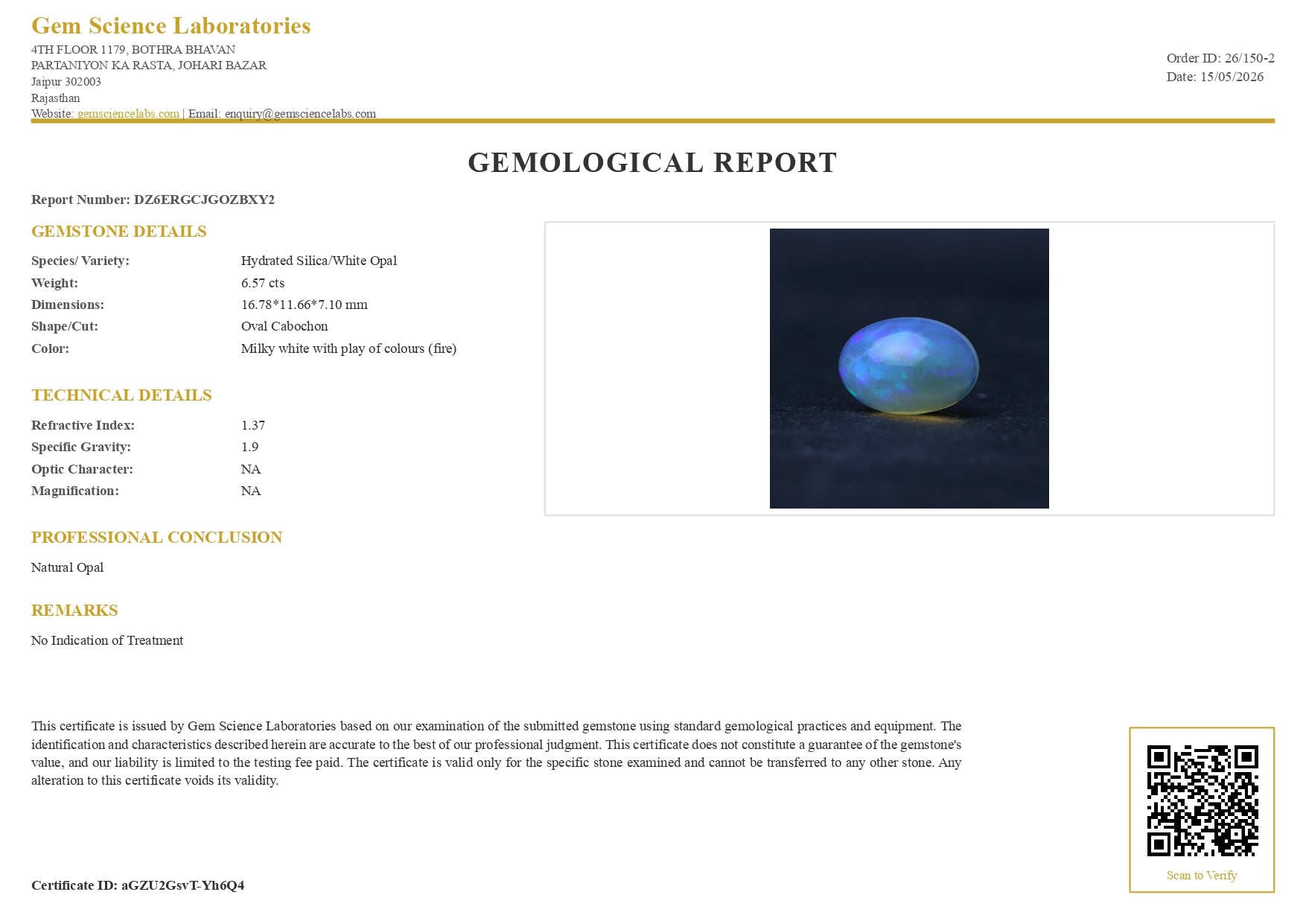 Opal (Ethiopian)  -  6.57 Carat