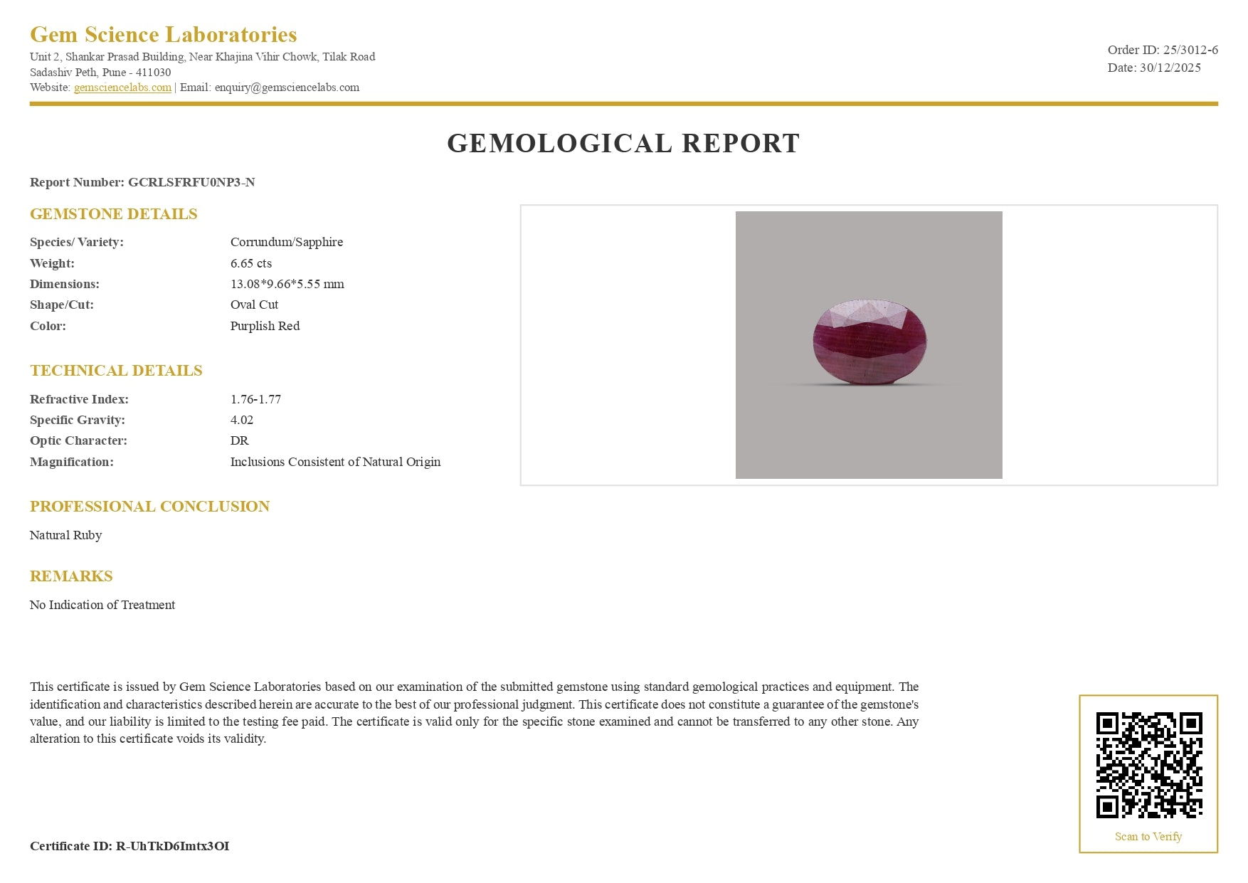 Ruby (African) - 6.65 Carat