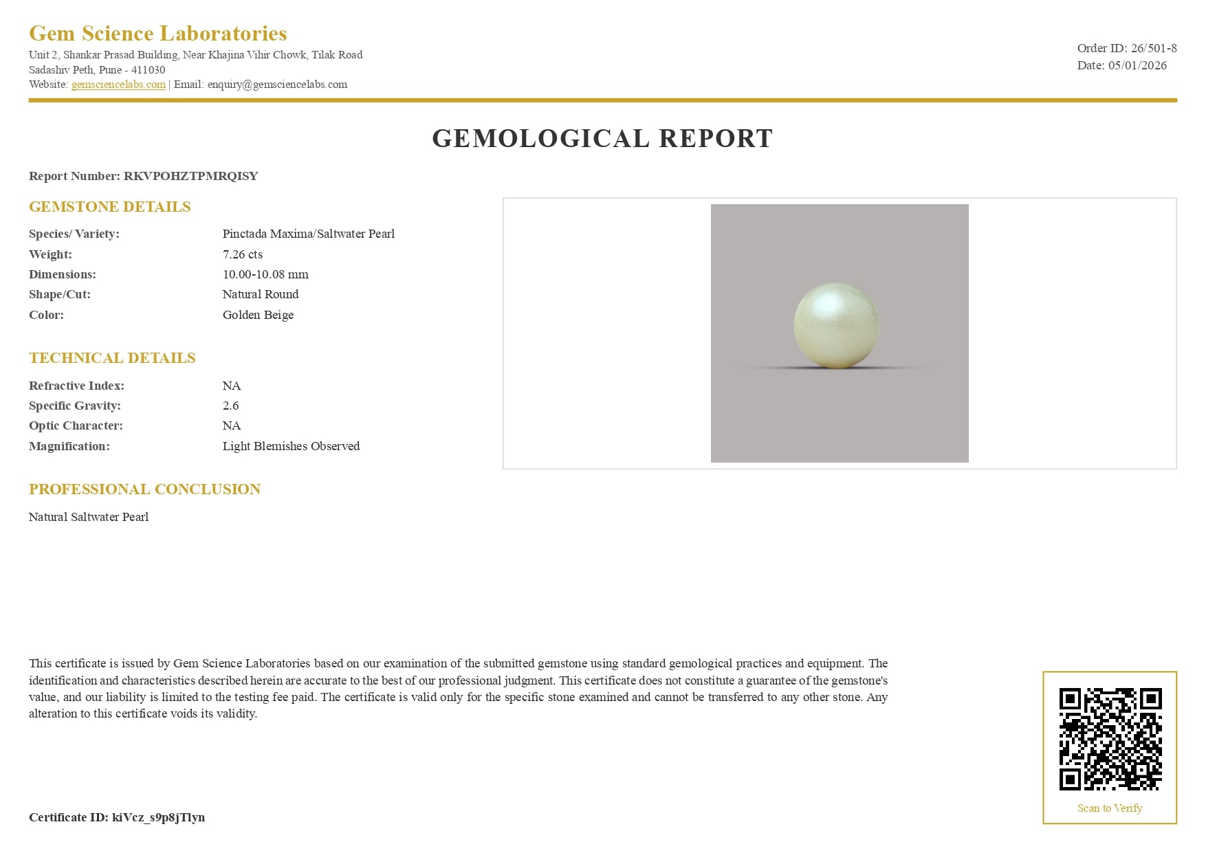 South Sea Pearl -  7.26 Carat