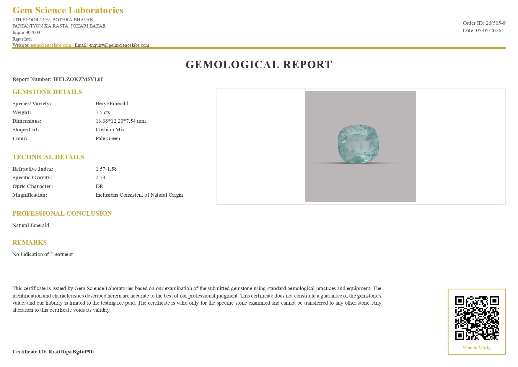 Emerald ( Panna ) - 7.50 Carat
