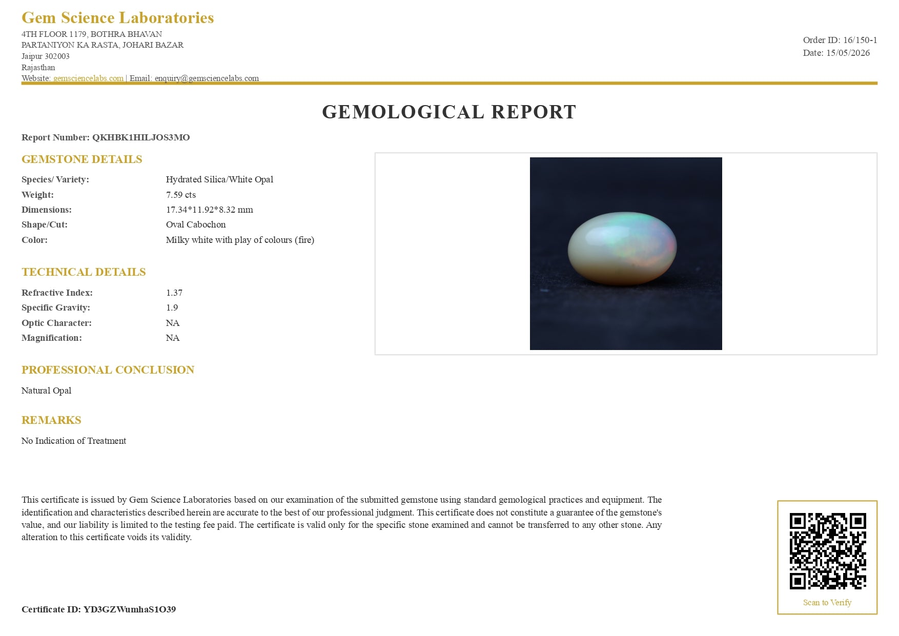 Opal (Ethiopian)  -  7.59 Carat