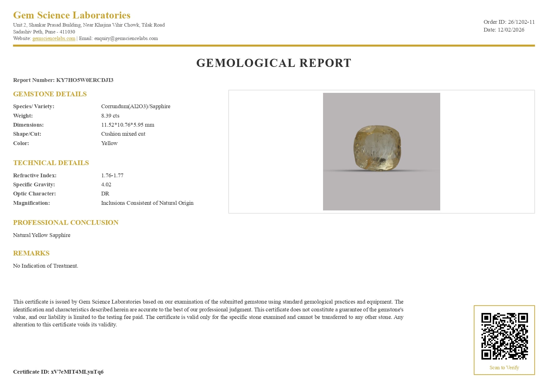 Yellow Sapphire -  8.39 Carat (Ceylon)